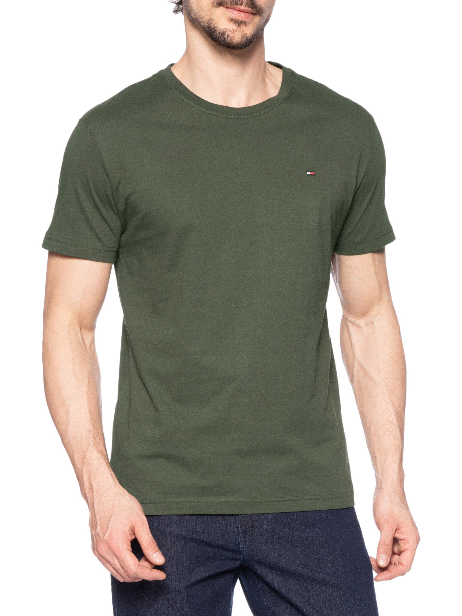 Camiseta Masculina Regular Fit Básica Verde Tommy Hilfiger