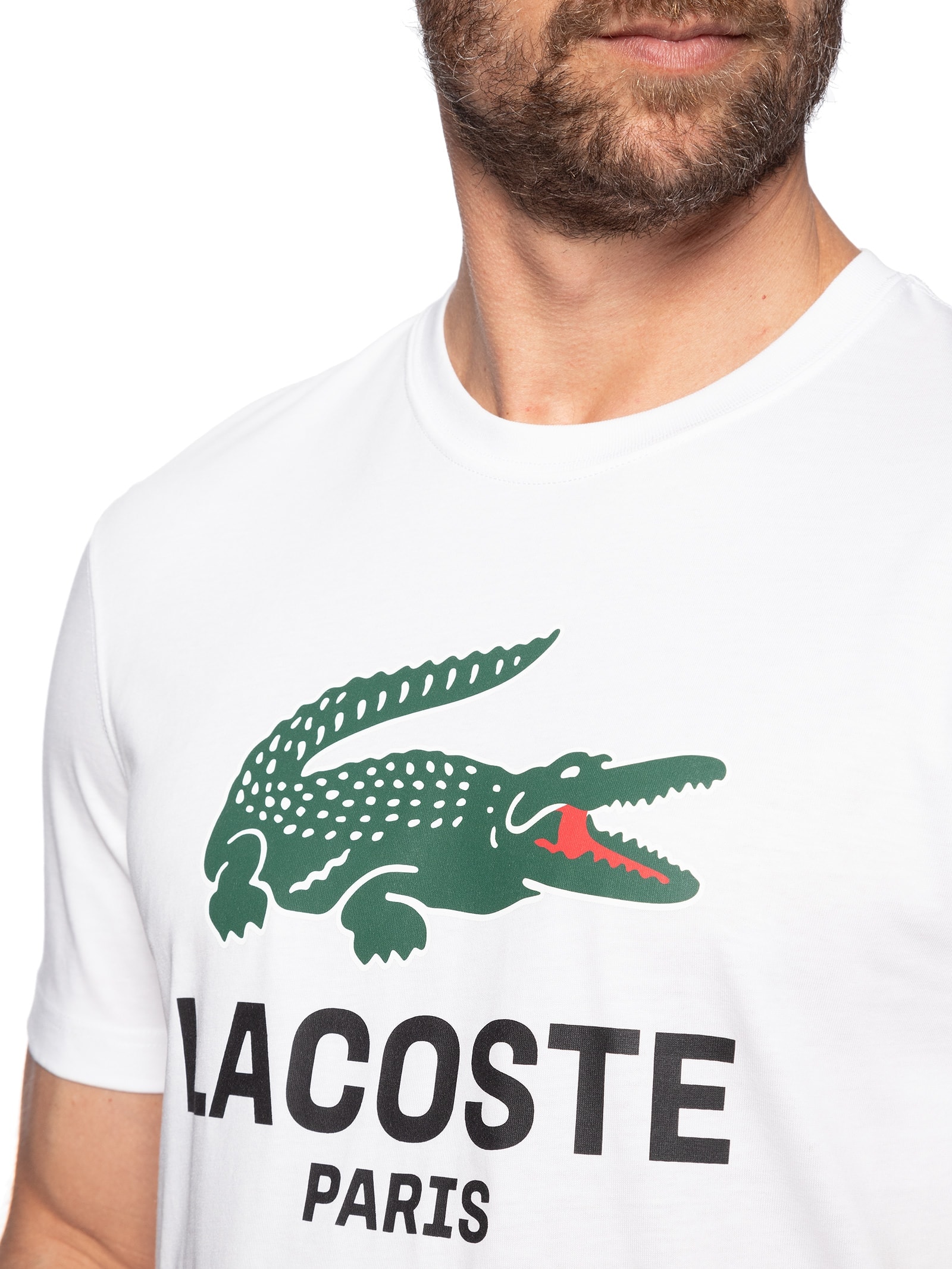 Camiseta Masculina Regular Fit Big Croco Branco Lacoste