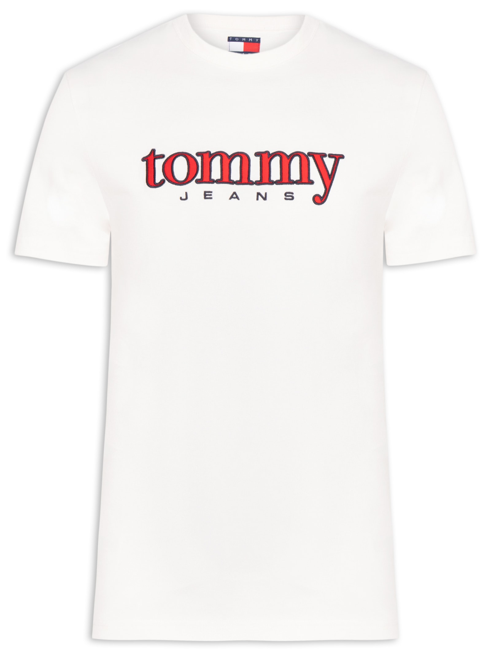Camiseta Masculina Regular Fit Bordado Com Aplicação Branco Tommy Jeans