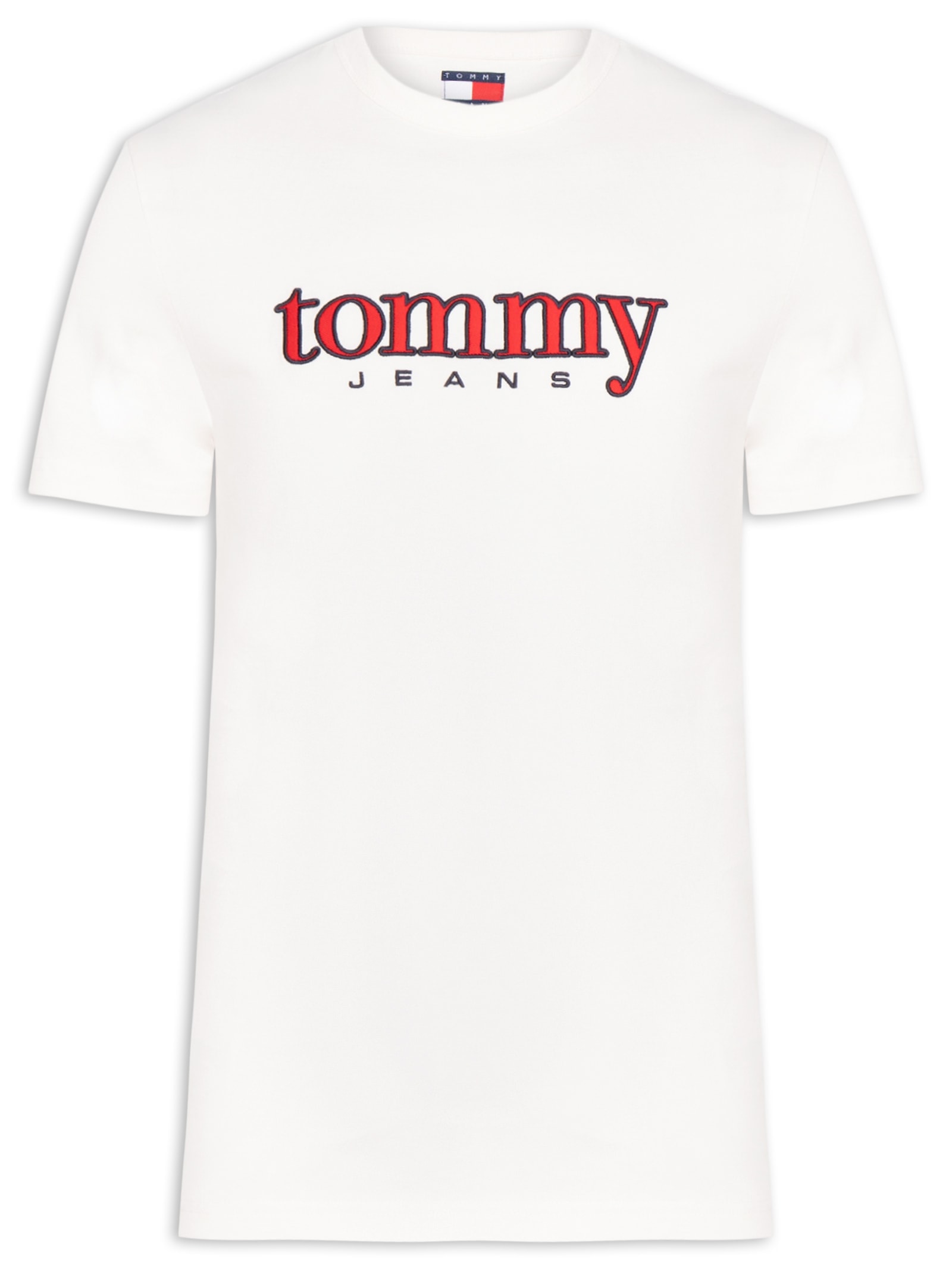Camiseta Masculina Regular Fit Bordado Com Aplicação Branco Tommy Jeans