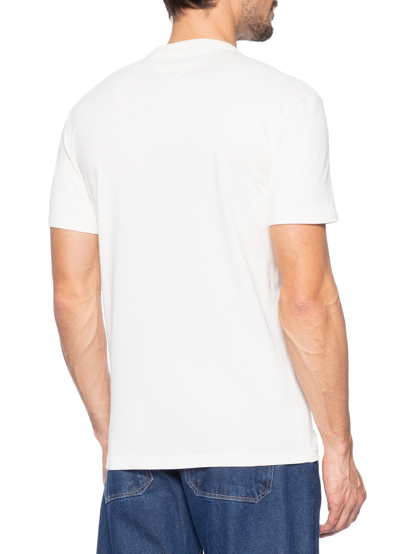 Camiseta Masculina Regular Fit Bordado Com Aplicação Branco Tommy Jeans