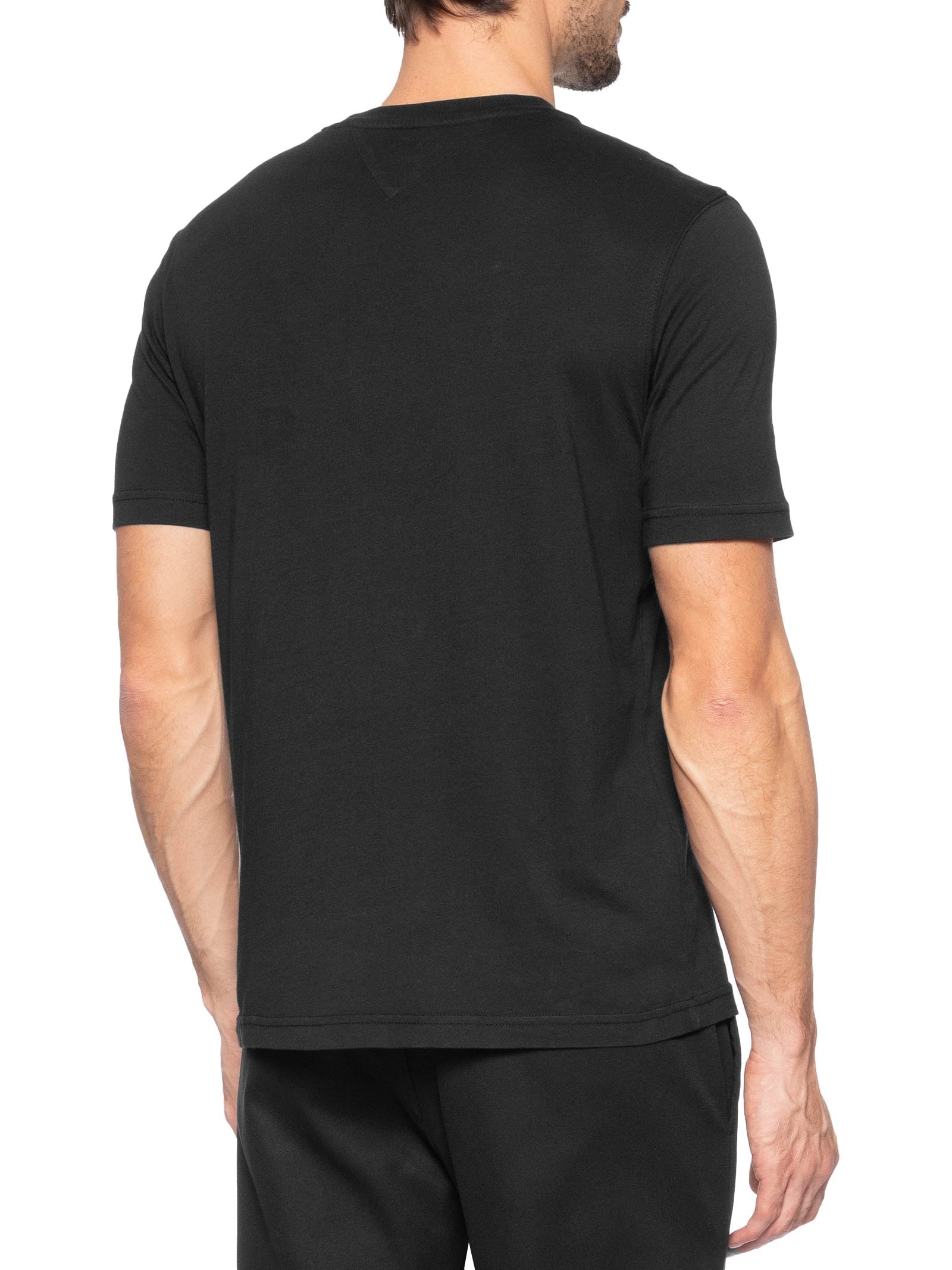 Camiseta Masculina Regular Fit Bordado Tommy Flag Preto Tommy Hilfiger