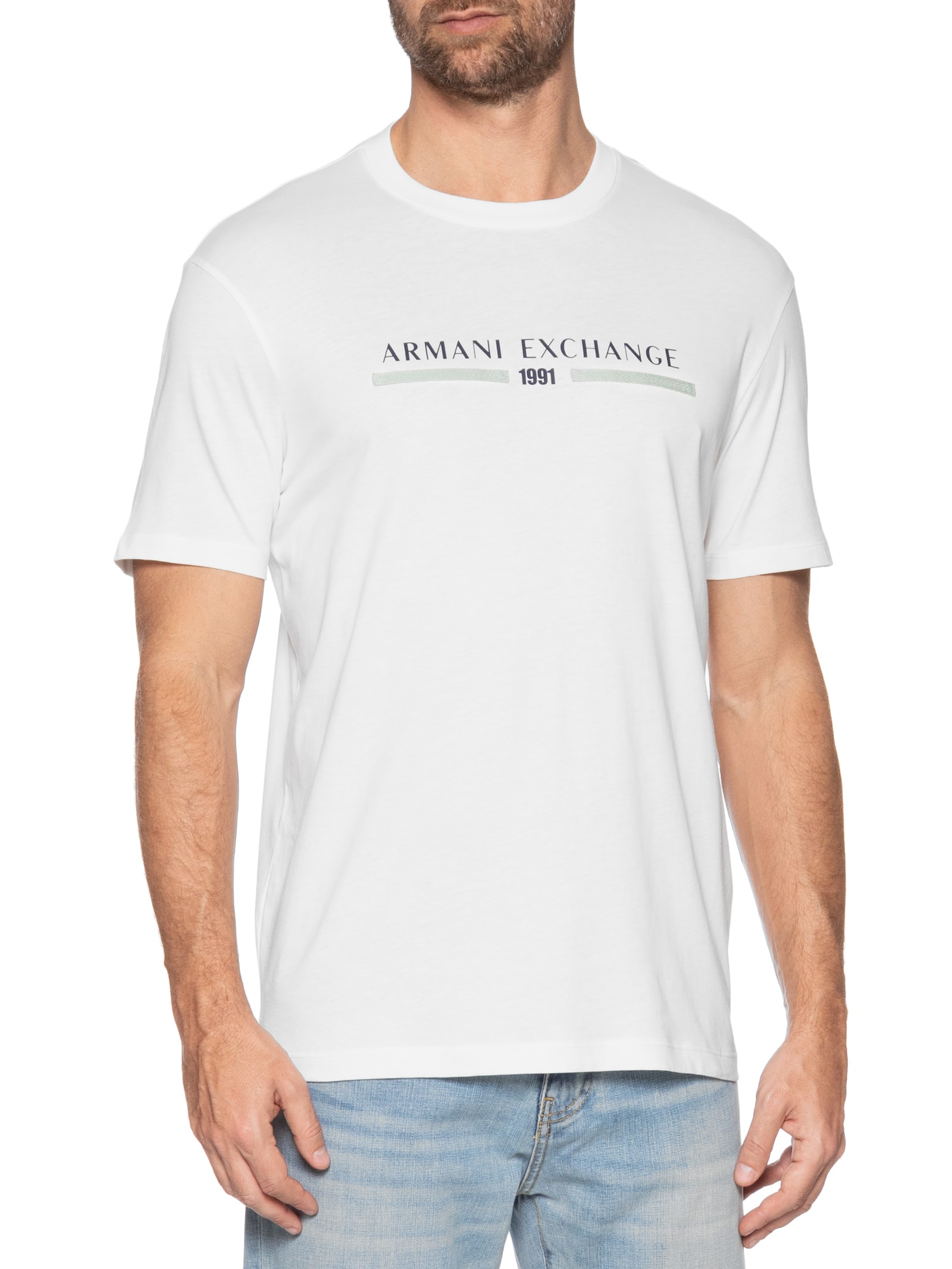Armani Exchange - Camiseta Masculina Regular Fit - Branco