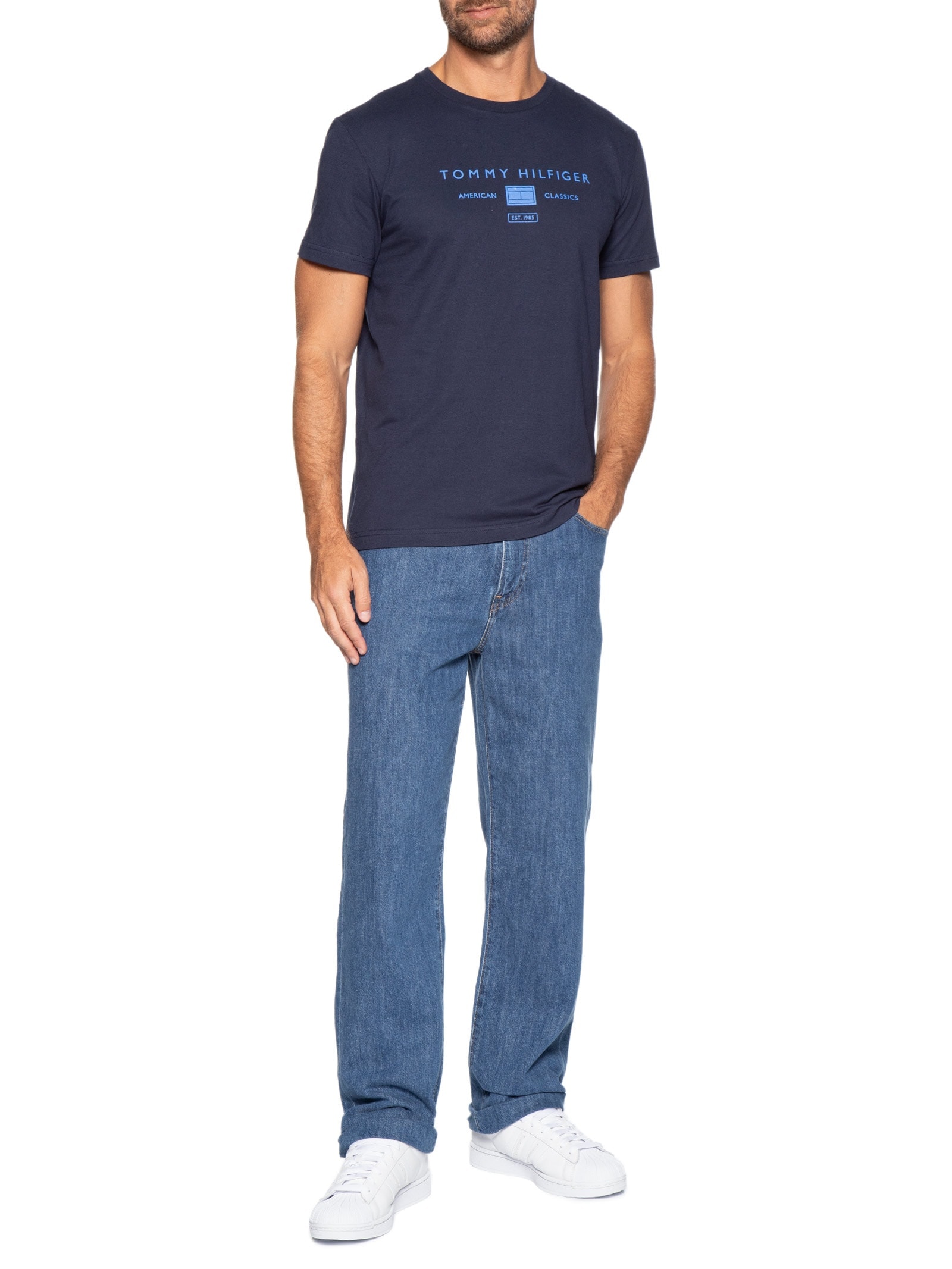 Camiseta Masculina Regular Fit Brand Love Azul Tommy Hilfiger