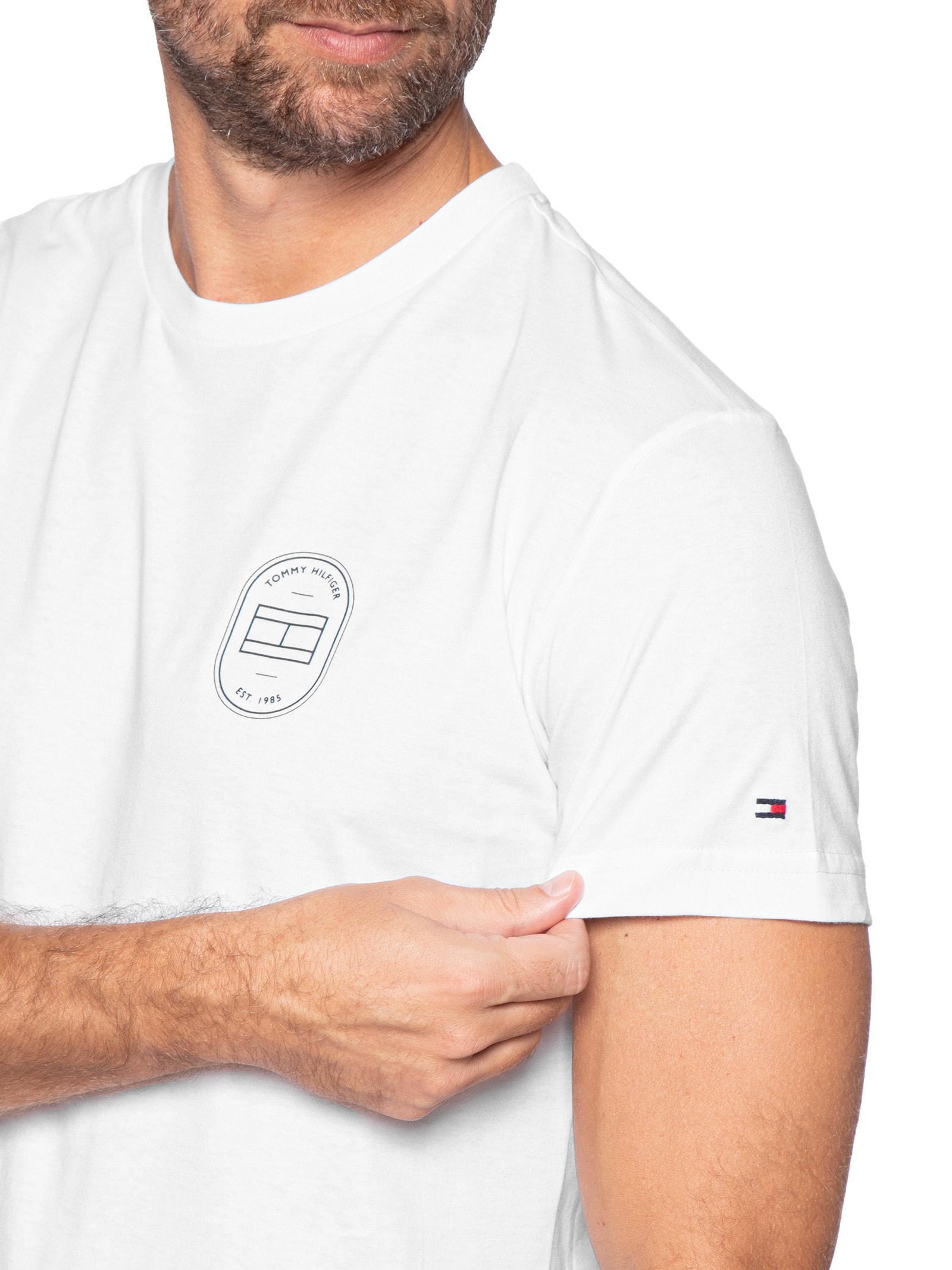 Camiseta Masculina Regular Fit Brand Love Emblema Branco Tommy Hilfiger