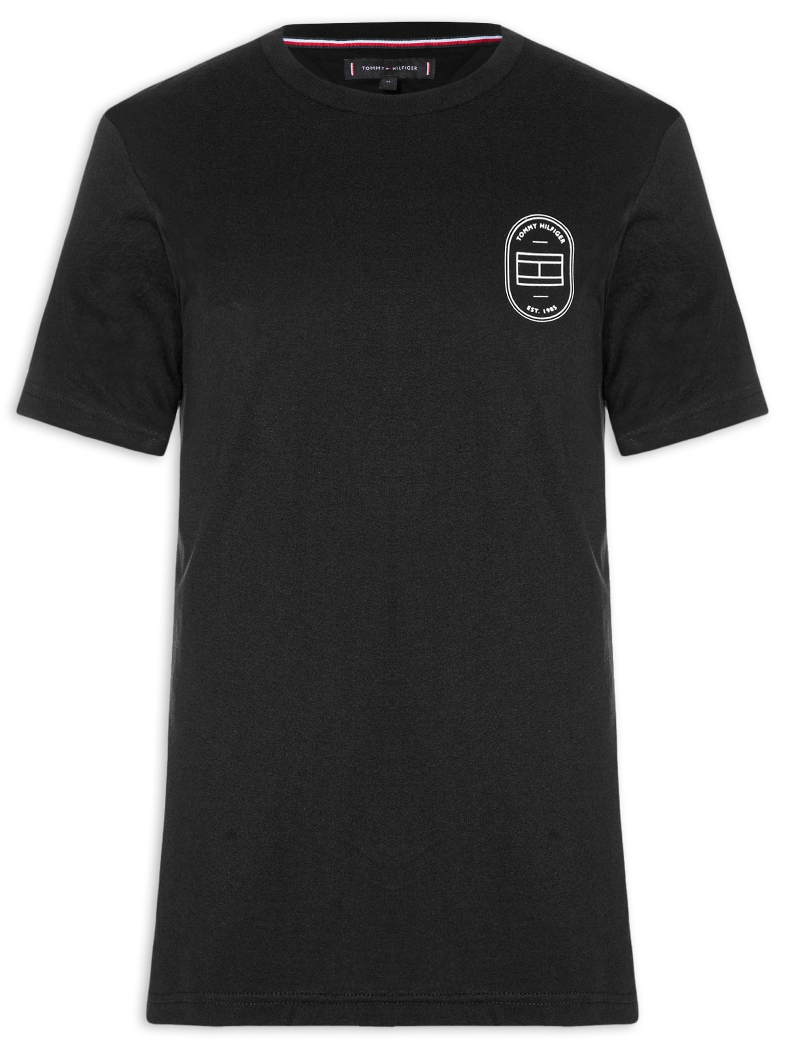 Camiseta Masculina Regular Fit Brand Love Emblema Preto Tommy Hilfiger