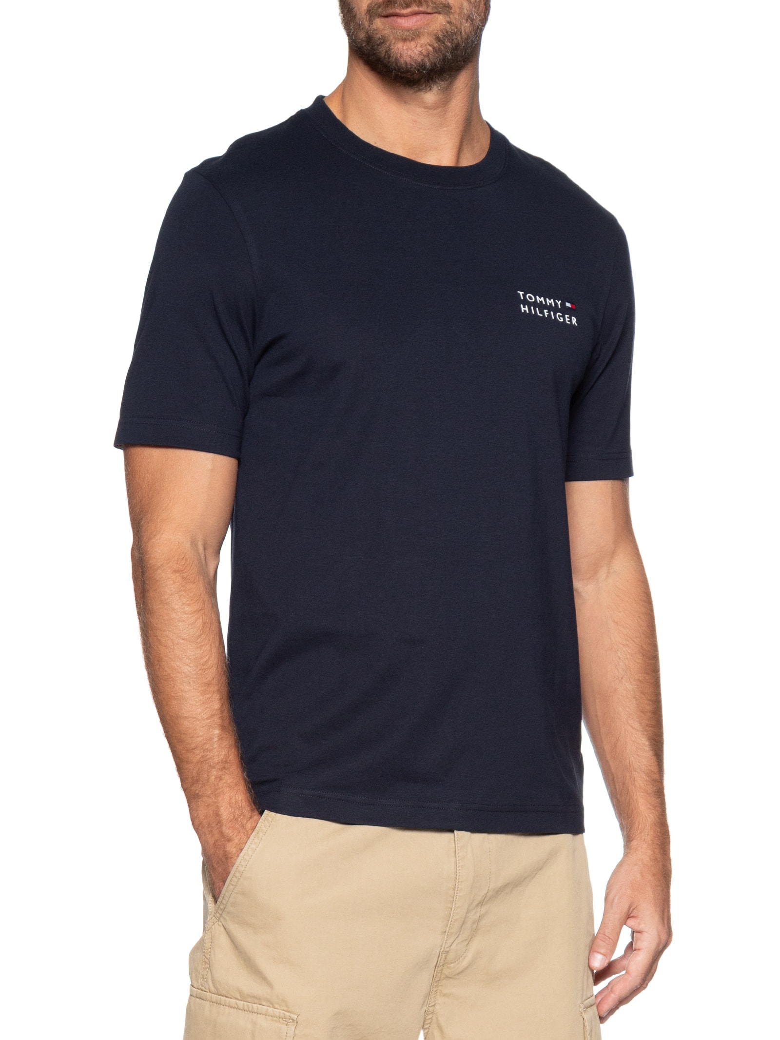 Camiseta Masculina Regular Fit Brand Love Estampada Azul Tommy Hilfiger