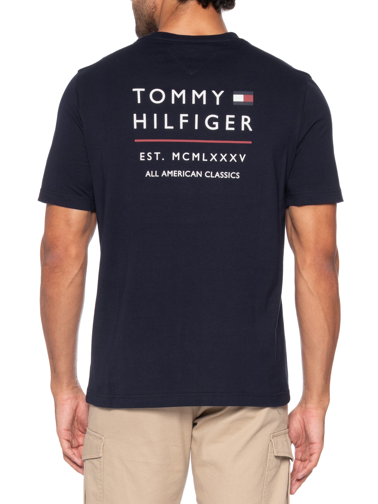Camiseta Masculina Regular Fit Brand Love Estampada Azul Tommy Hilfiger