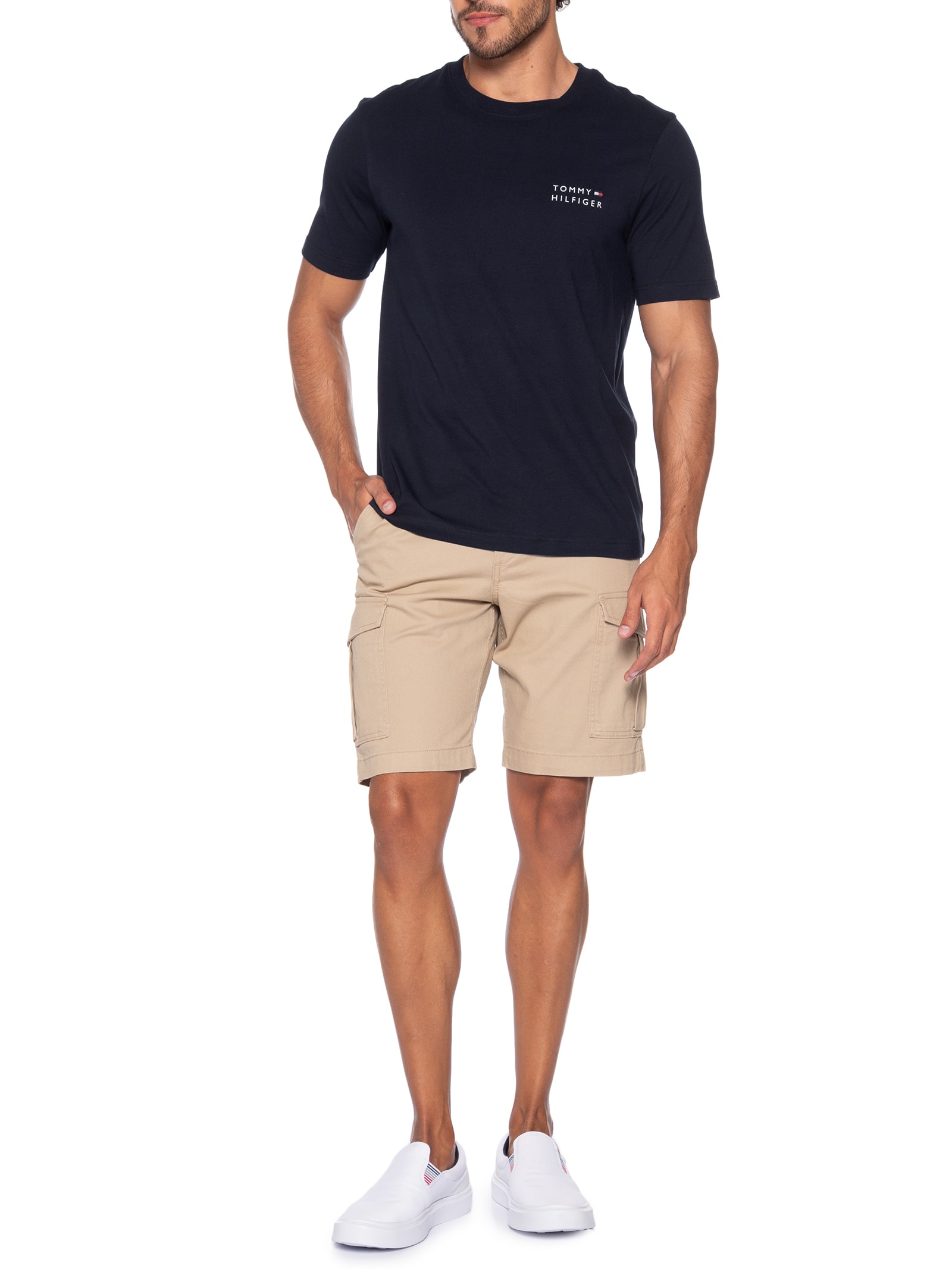 Camiseta Masculina Regular Fit Brand Love Estampada Azul Tommy Hilfiger