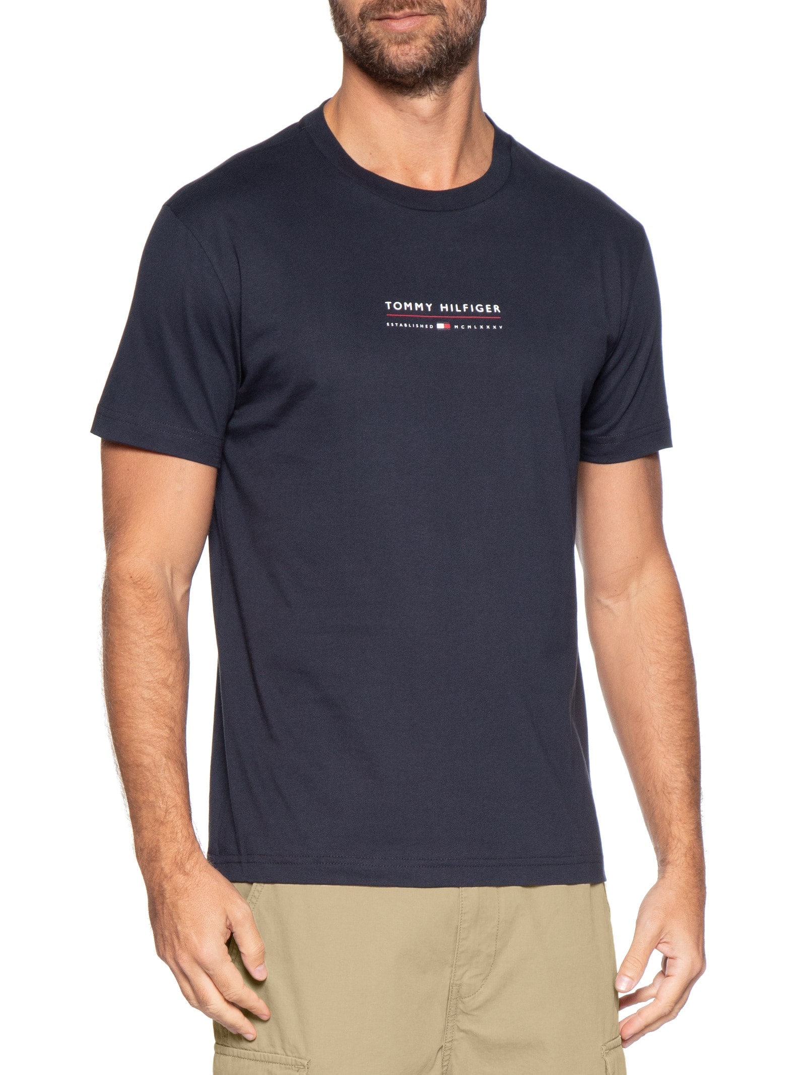 Camiseta Masculina Regular Fit Brand Love Lockup Azul Tommy Hilfiger