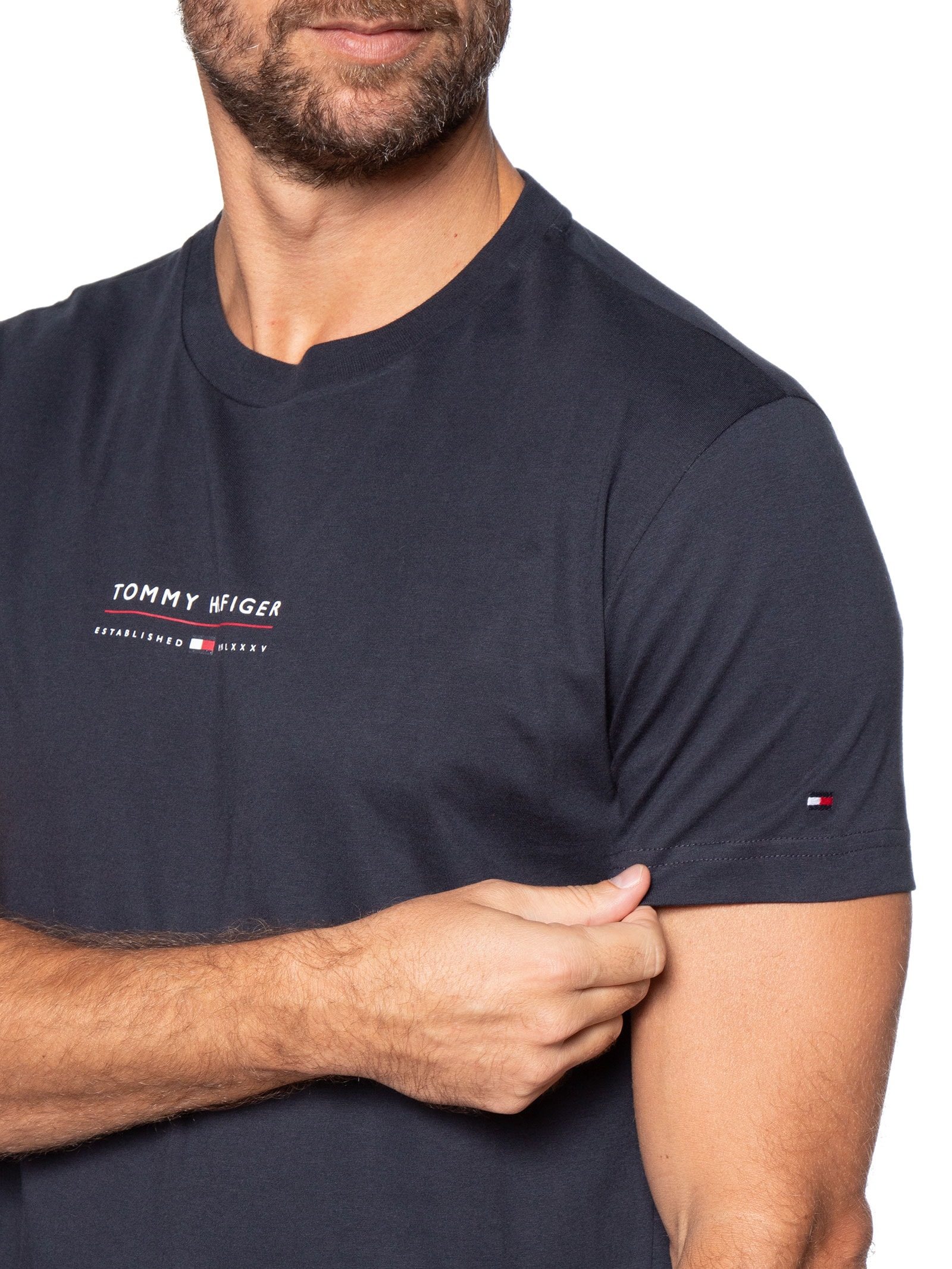 Camiseta Masculina Regular Fit Brand Love Lockup Azul Tommy Hilfiger