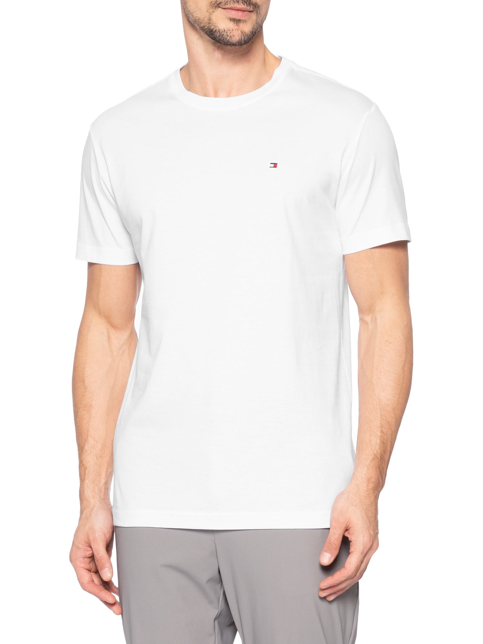 Camiseta Masculina Regular Fit C-NK Pima Cotton Branco Tommy Hilfiger