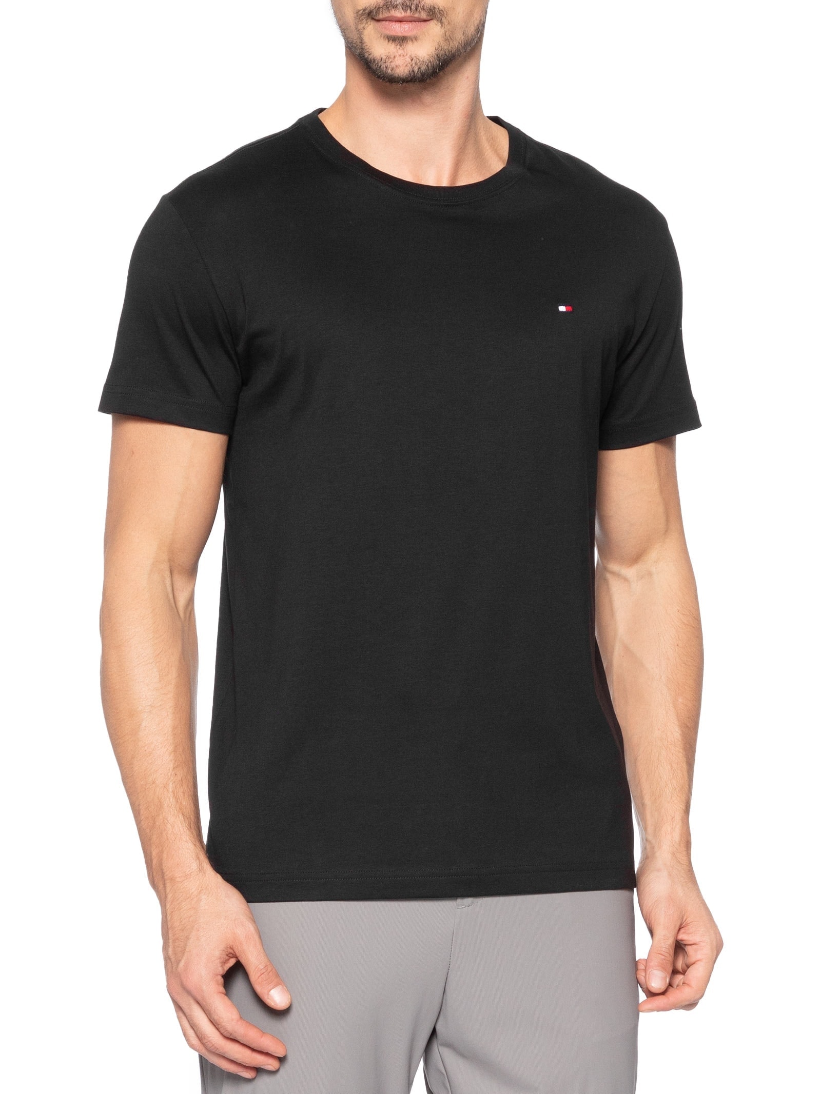 Camiseta Masculina Regular Fit C-NK Pima Cotton Preto Tommy Hilfiger