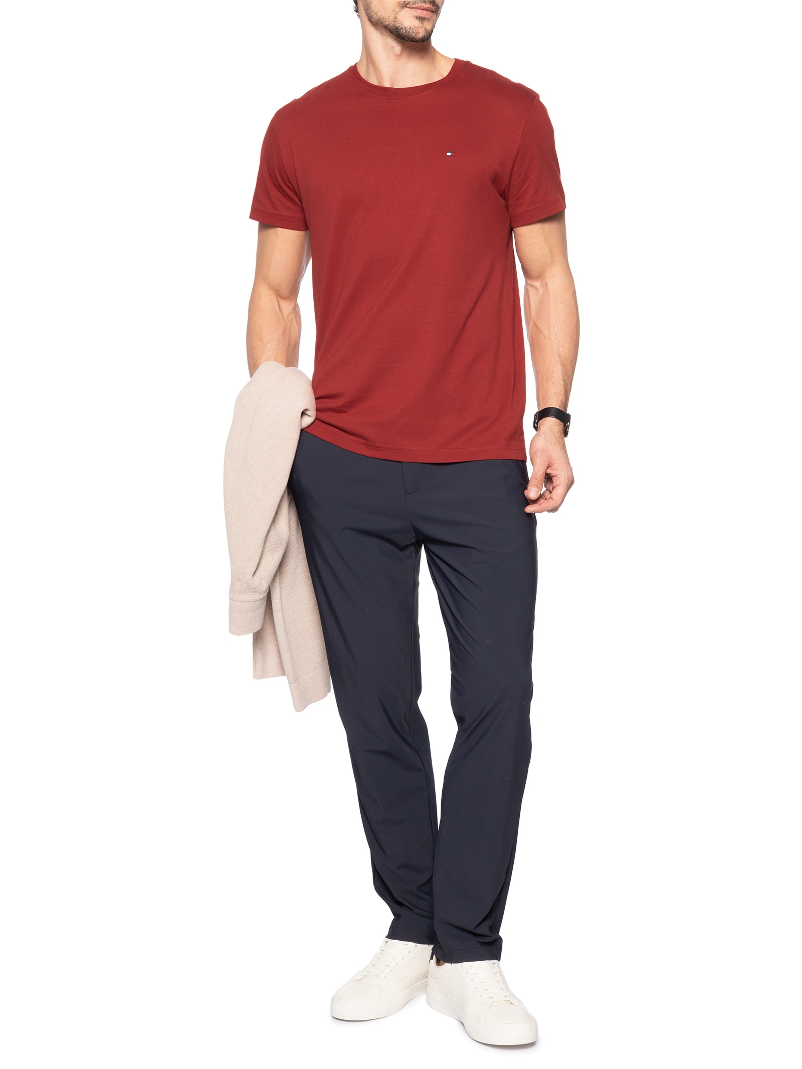 Camiseta Masculina Regular Fit C-NK Pima Cotton Vermelho Tommy Hilfiger