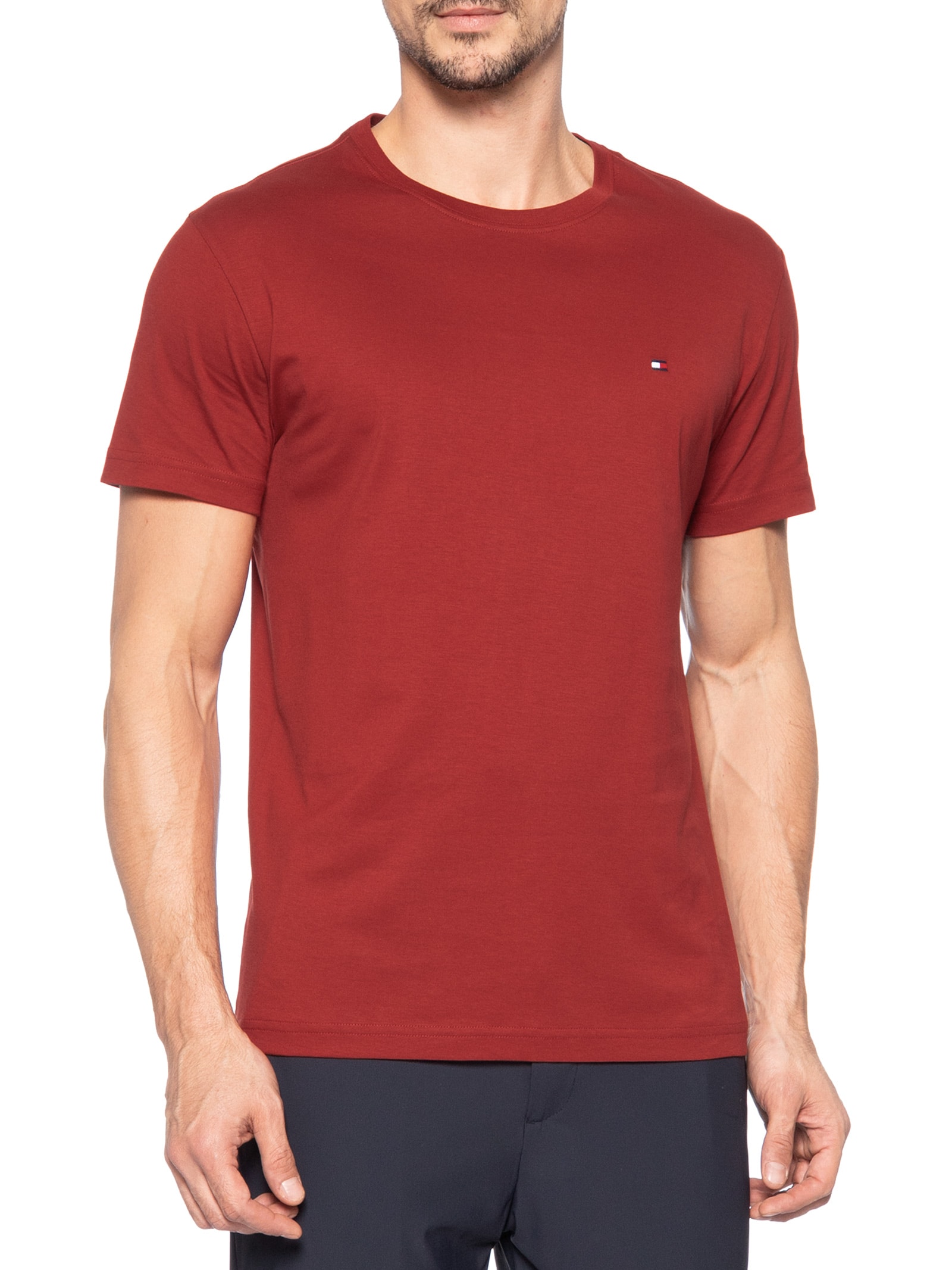 Camiseta Masculina Regular Fit C-NK Pima Cotton Vermelho Tommy Hilfiger