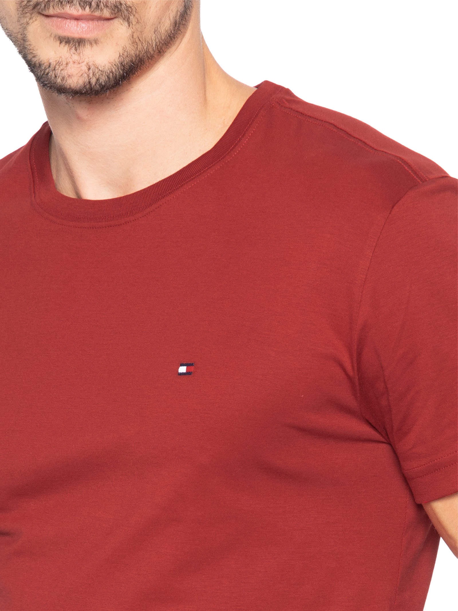 Camiseta Masculina Regular Fit C-NK Pima Cotton Vermelho Tommy Hilfiger