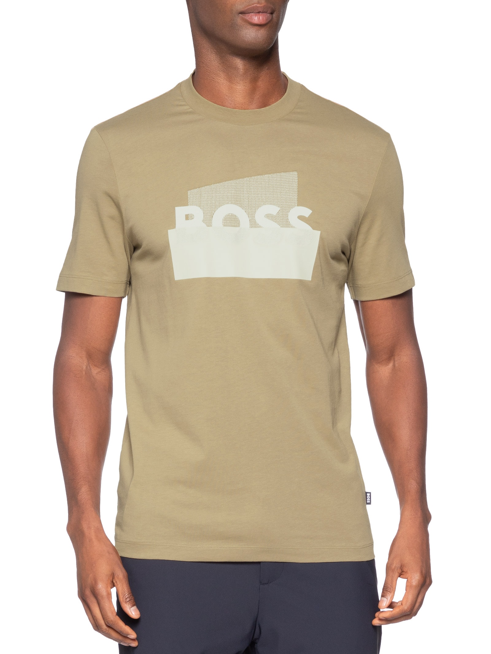 Camiseta Masculina Regular Fit C-Thompson 250 Bege Boss