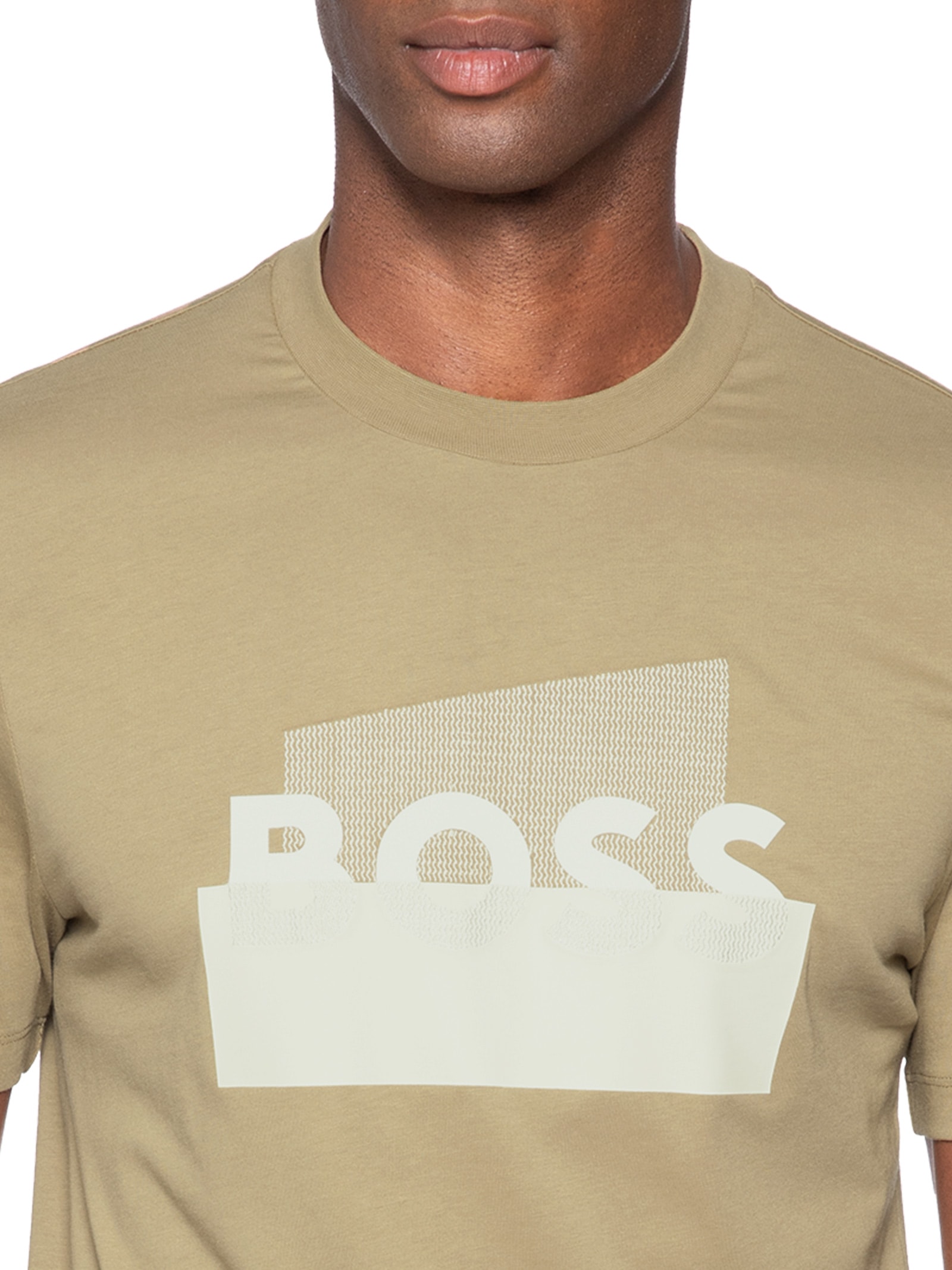 Camiseta Masculina Regular Fit C-Thompson 250 Bege Boss