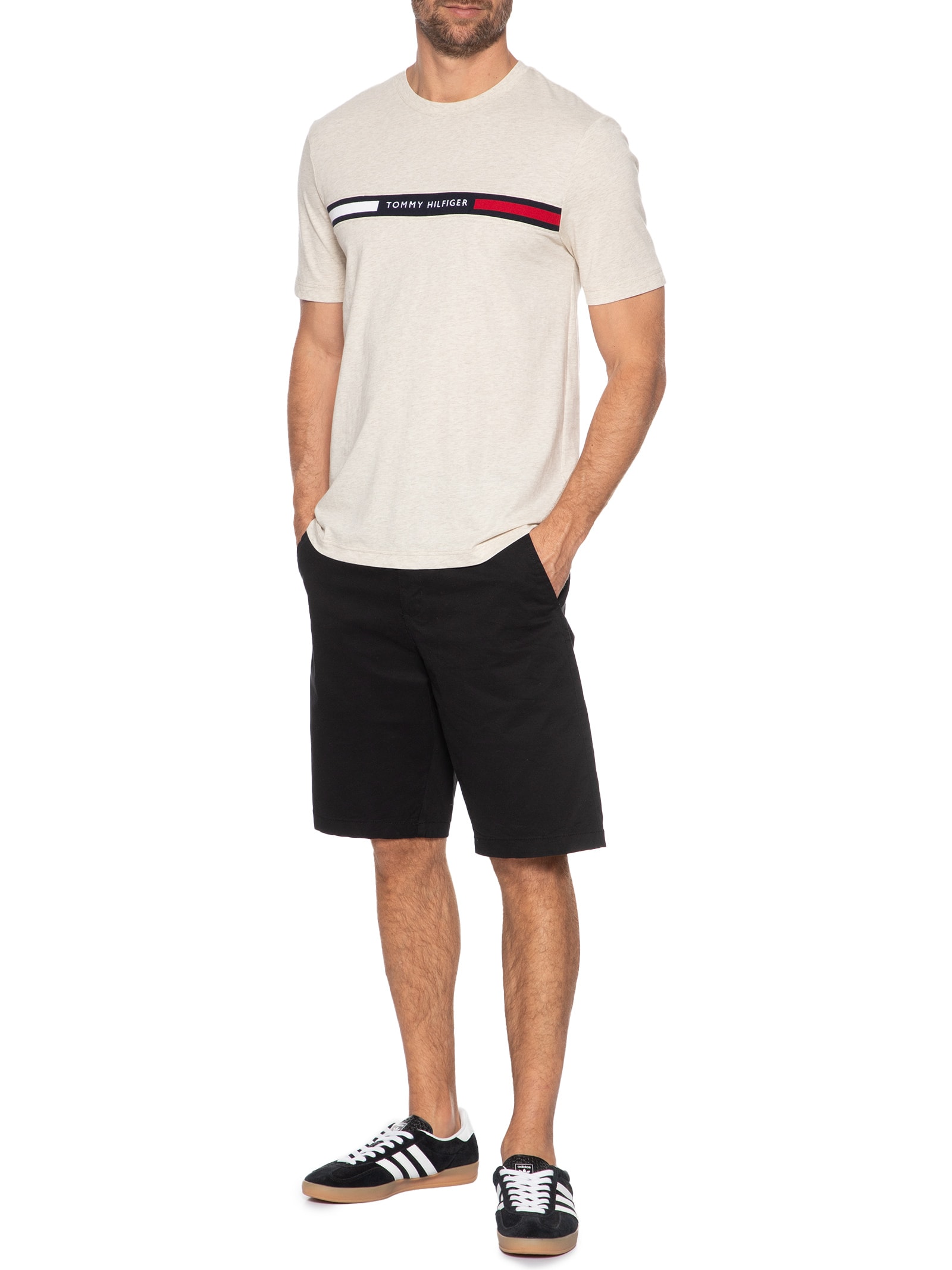 Camiseta Masculina Regular Fit Chest Insert Bege Tommy Hilfiger