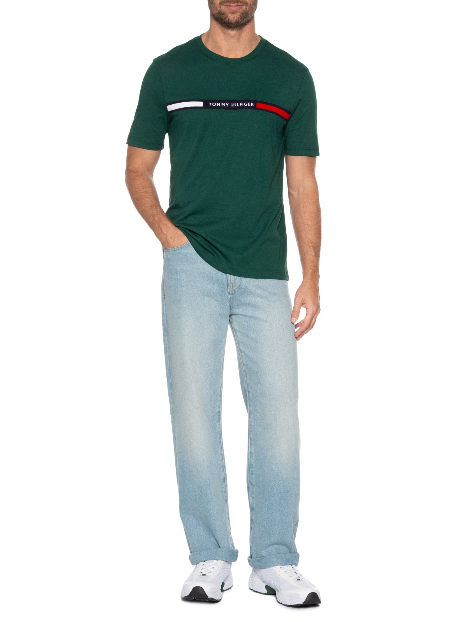 Camiseta Masculina Regular Fit Chest Insert Verde Tommy Hilfiger