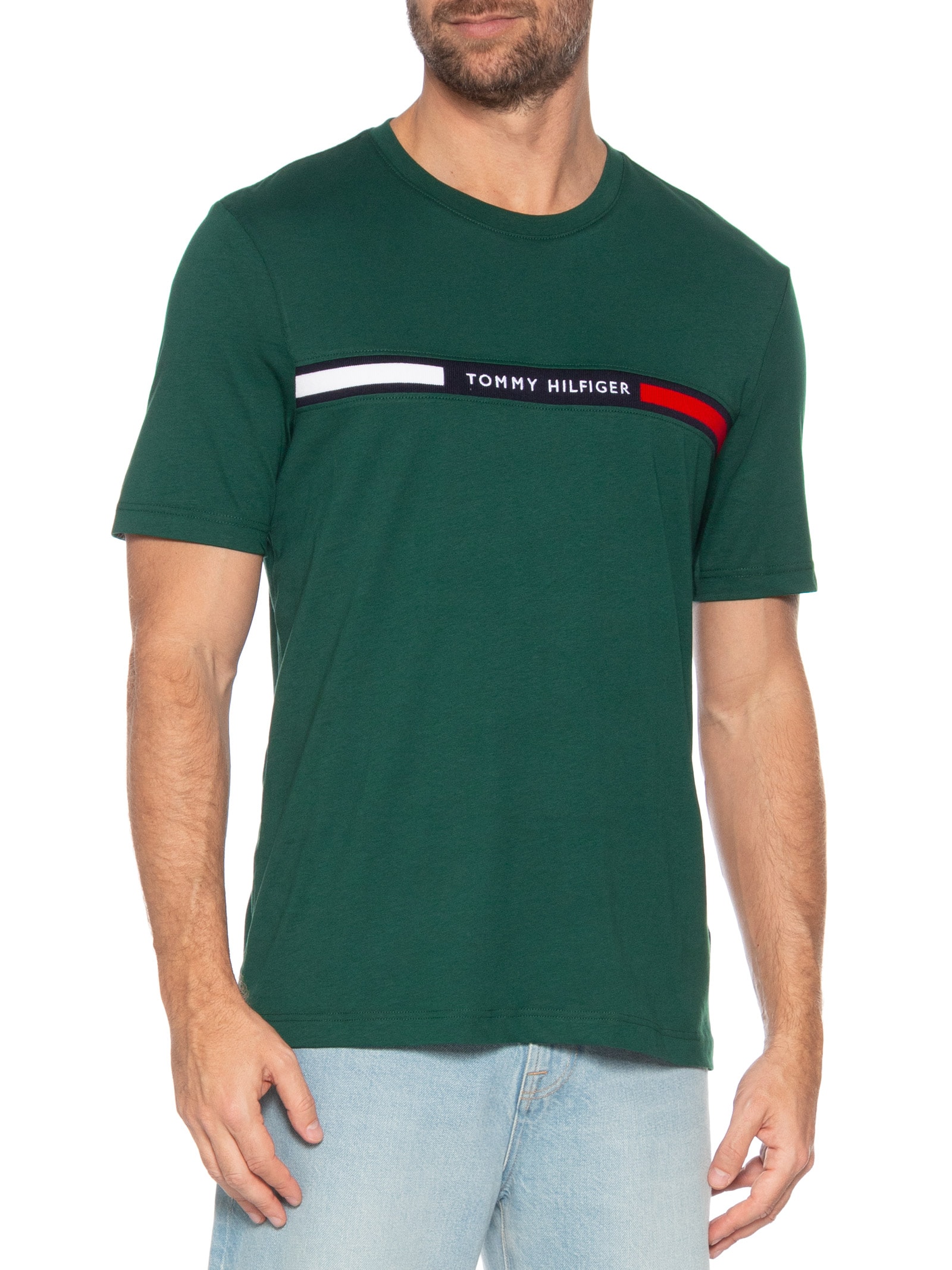 Camiseta Masculina Regular Fit Chest Insert Verde Tommy Hilfiger