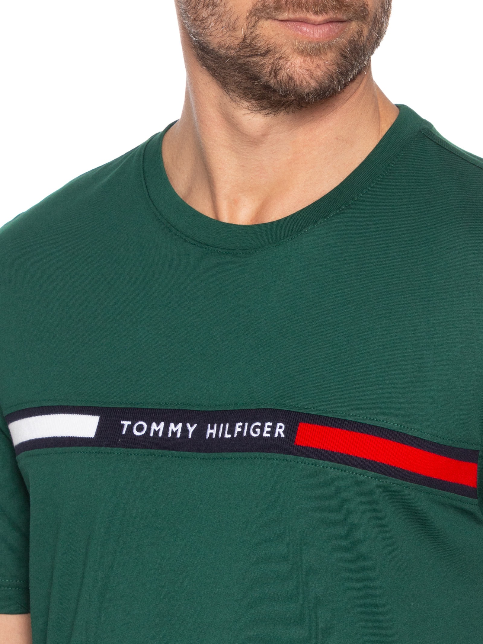 Camiseta Masculina Regular Fit Chest Insert Verde Tommy Hilfiger