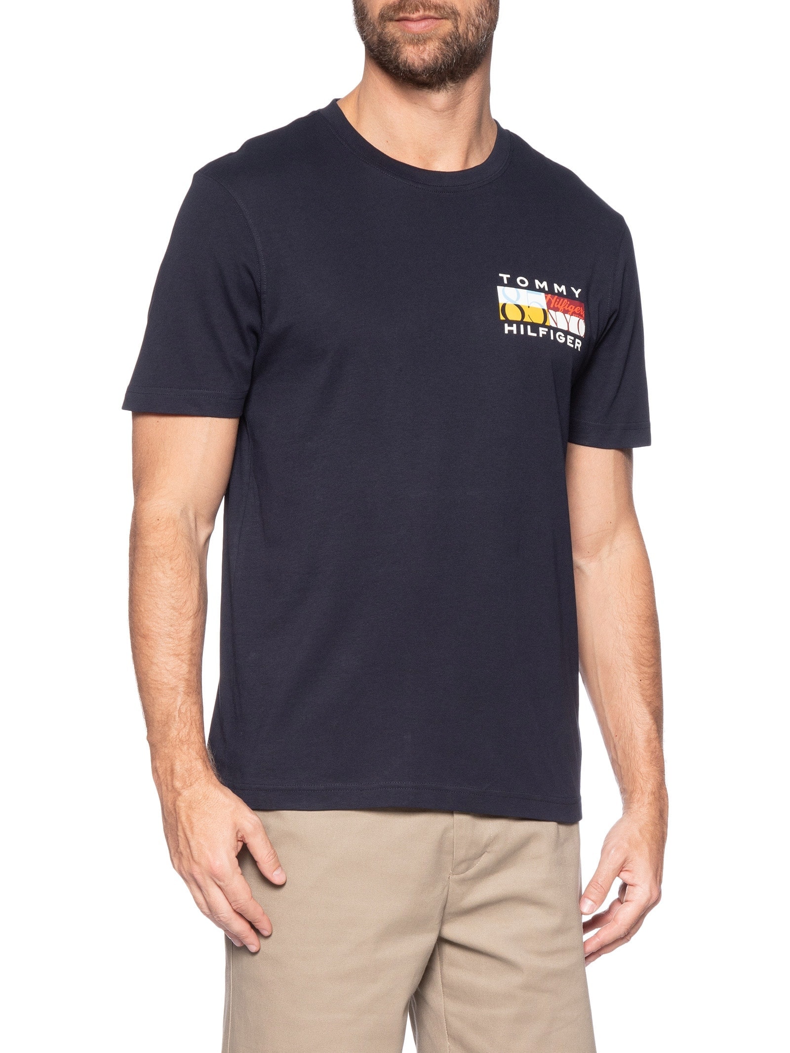 Camiseta Masculina Regular Fit Colour Flag Azul Tommy Hilfiger