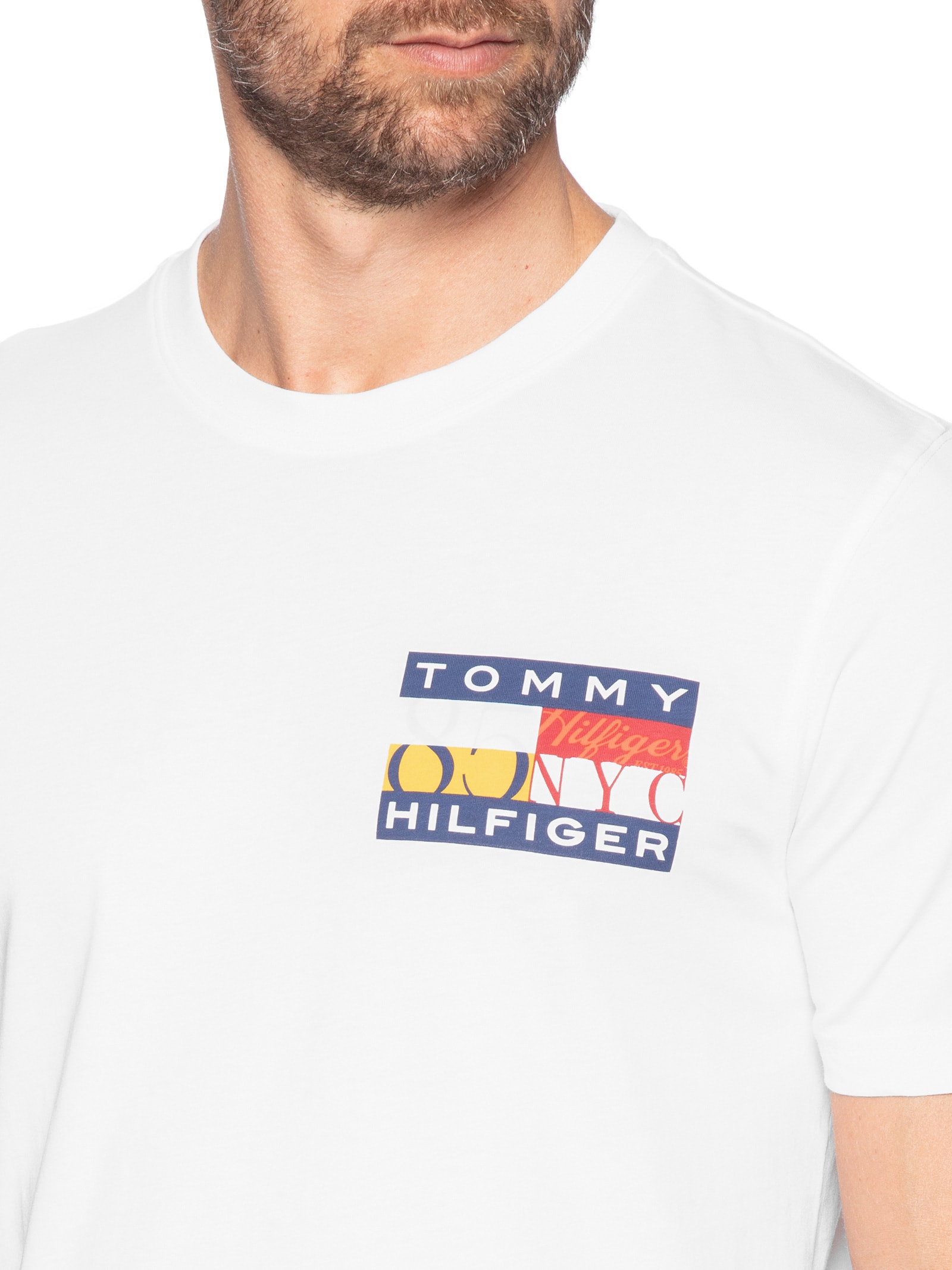 Camiseta Masculina Regular Fit Colour Flag Branco Tommy Hilfiger