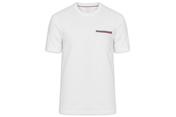 Camiseta Masculina Regular Fit Com Bolso Rwb Em Piquet - Branco