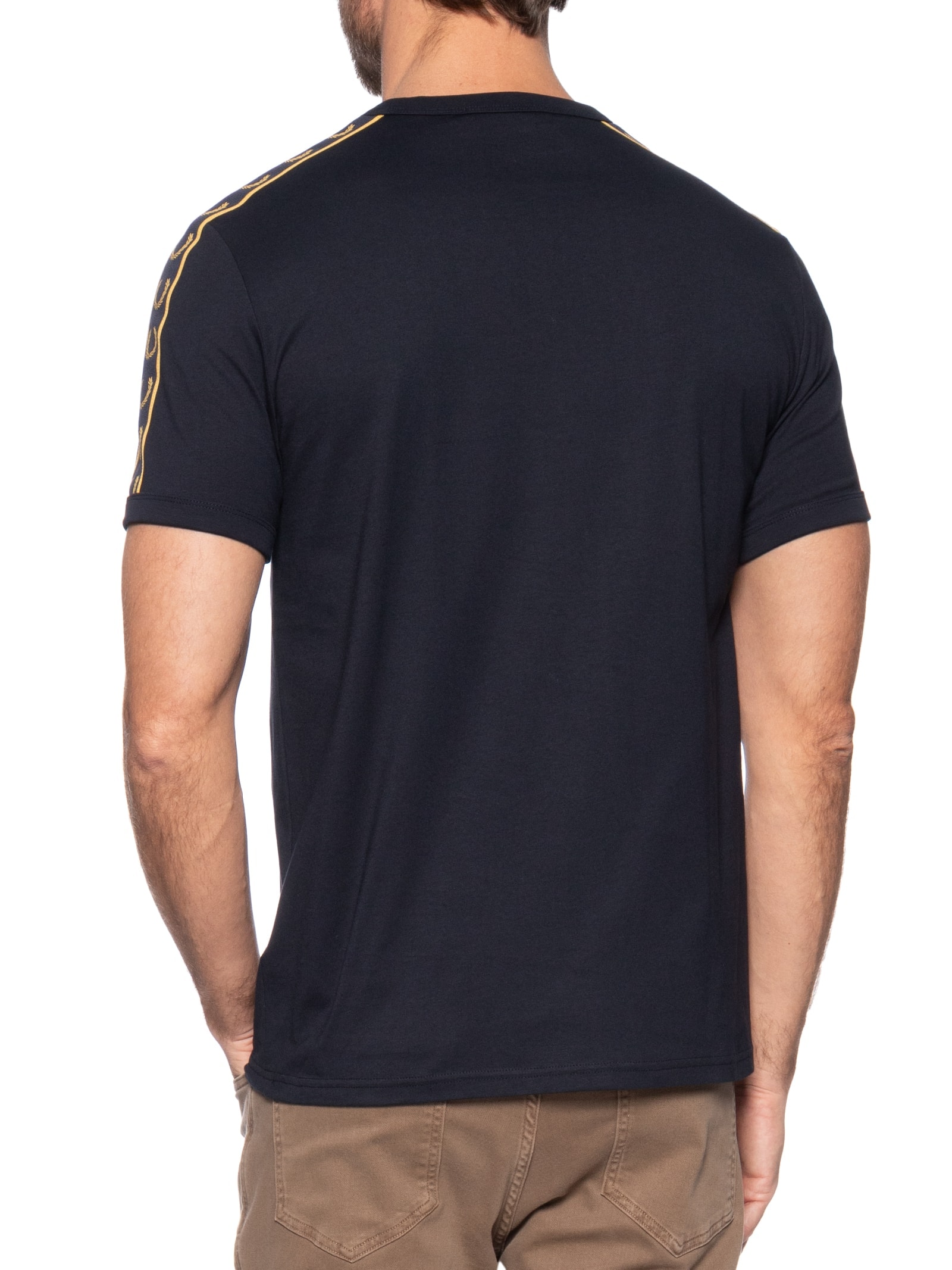 Fred Perry - Camiseta Masculina Regular Fit Com Faixa Contrastante