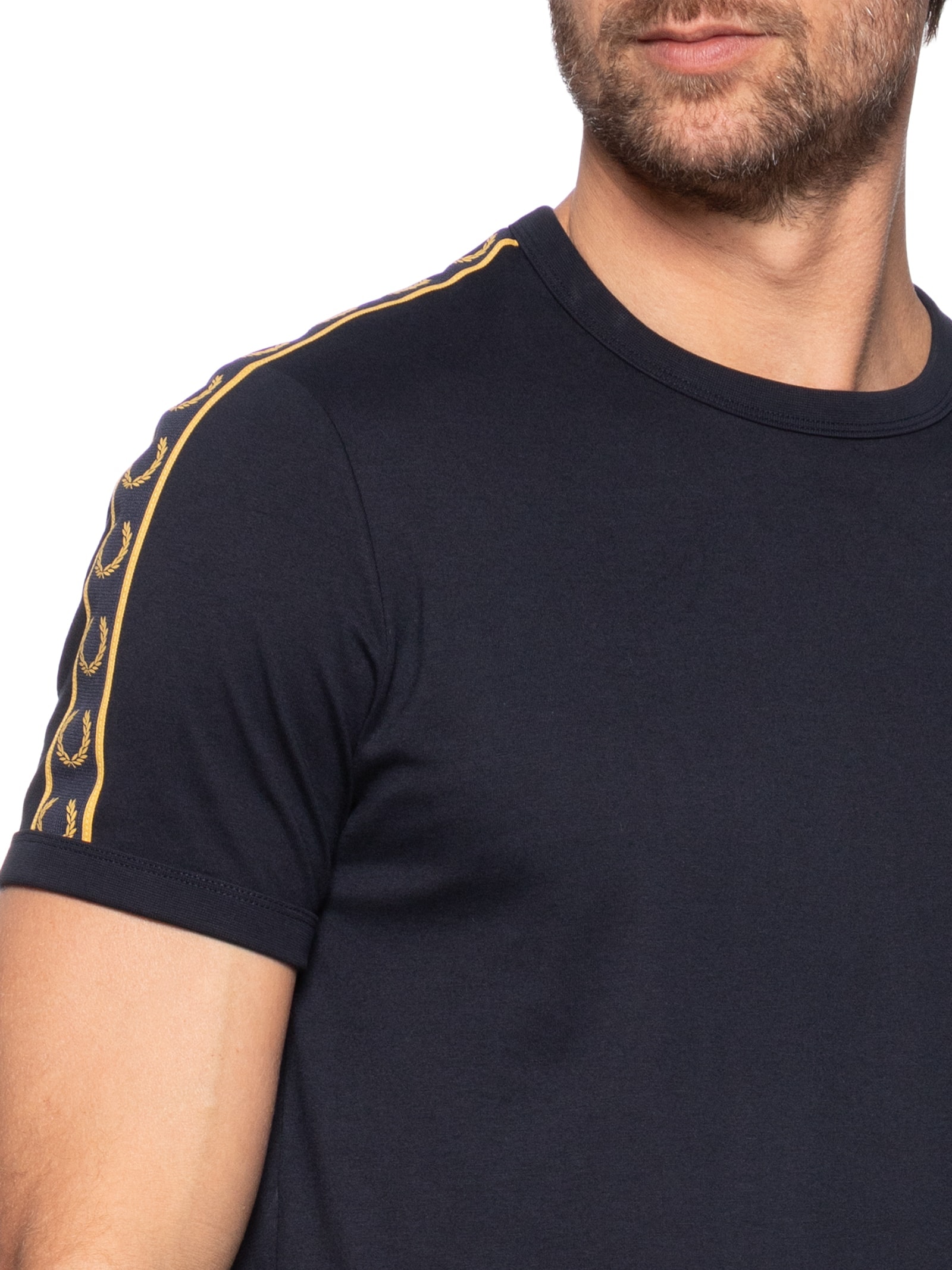 Fred Perry - Camiseta Masculina Regular Fit Com Faixa Contrastante
