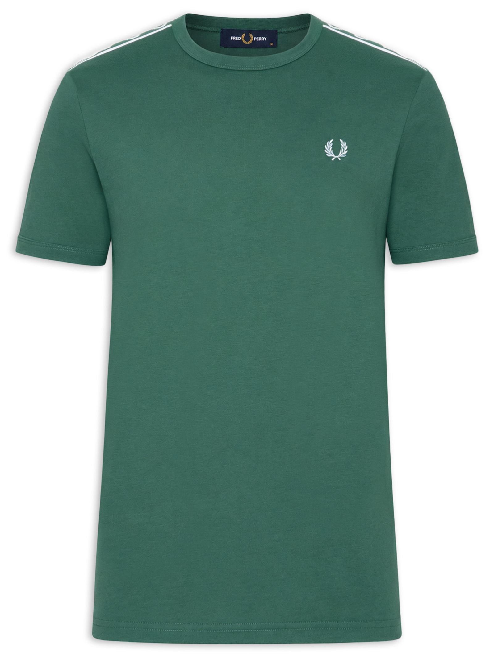 Camiseta Masculina Regular Fit Com Faixa Contrastante Verde Fred Perry
