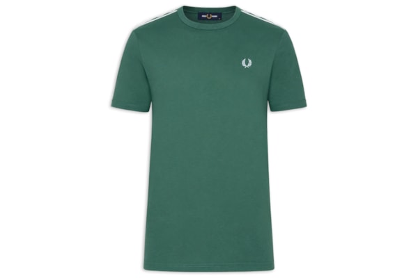 Camiseta Masculina Regular Fit Com Faixa Contrastante - Verde