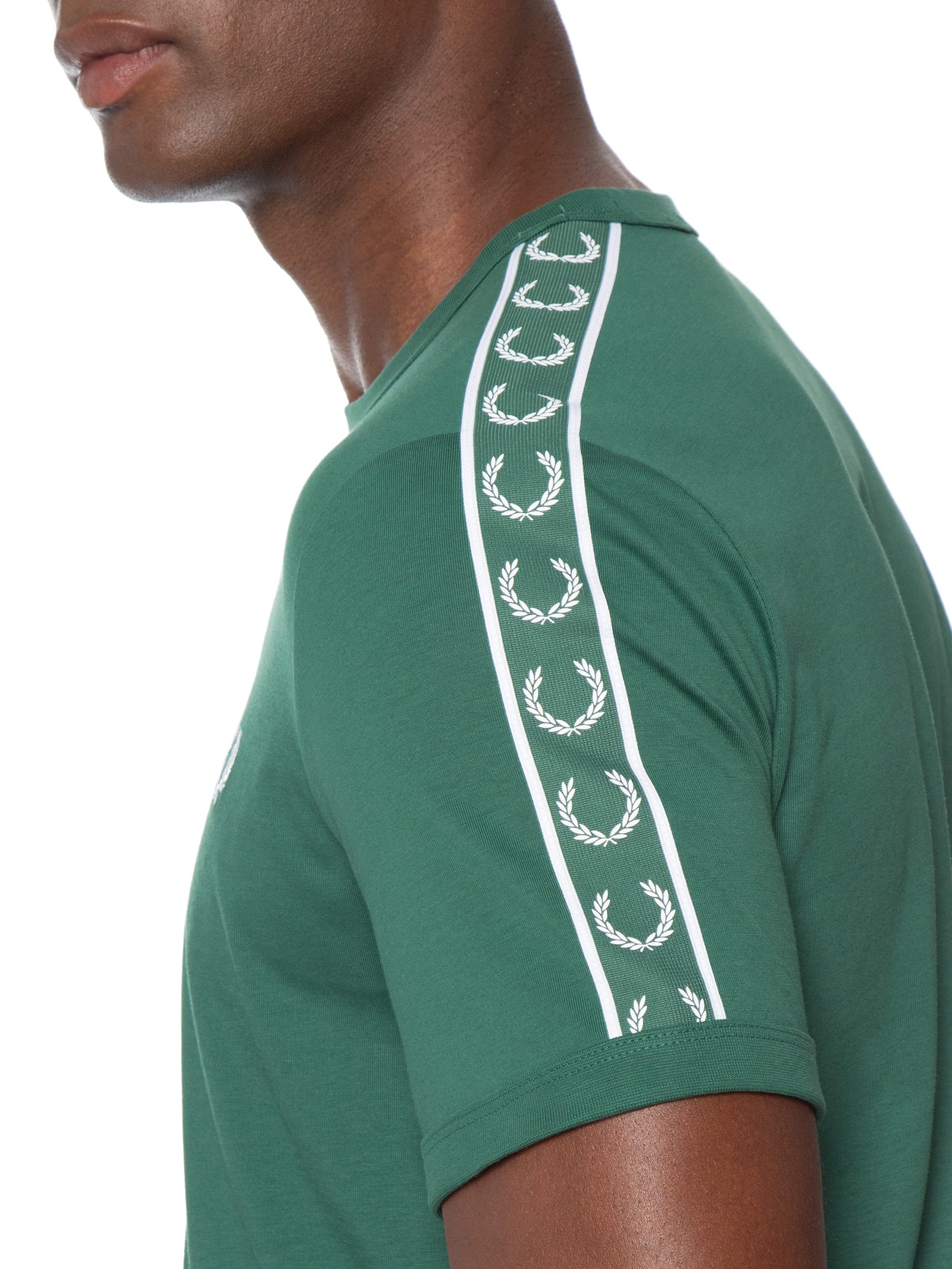 Camiseta Masculina Regular Fit Com Faixa Contrastante Verde Fred Perry