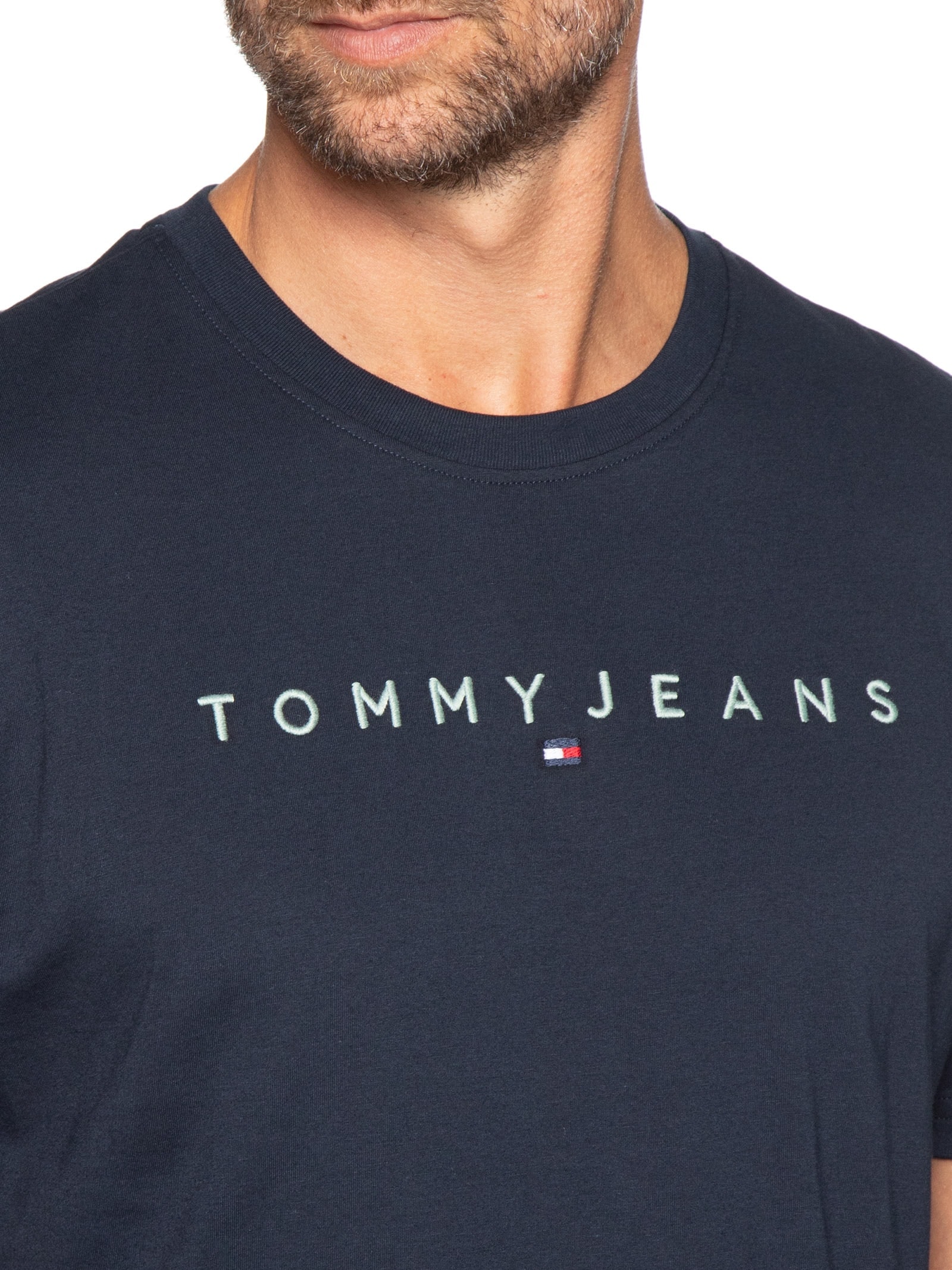 Camiseta Masculina Regular Fit com Logo Azul Tommy Jeans