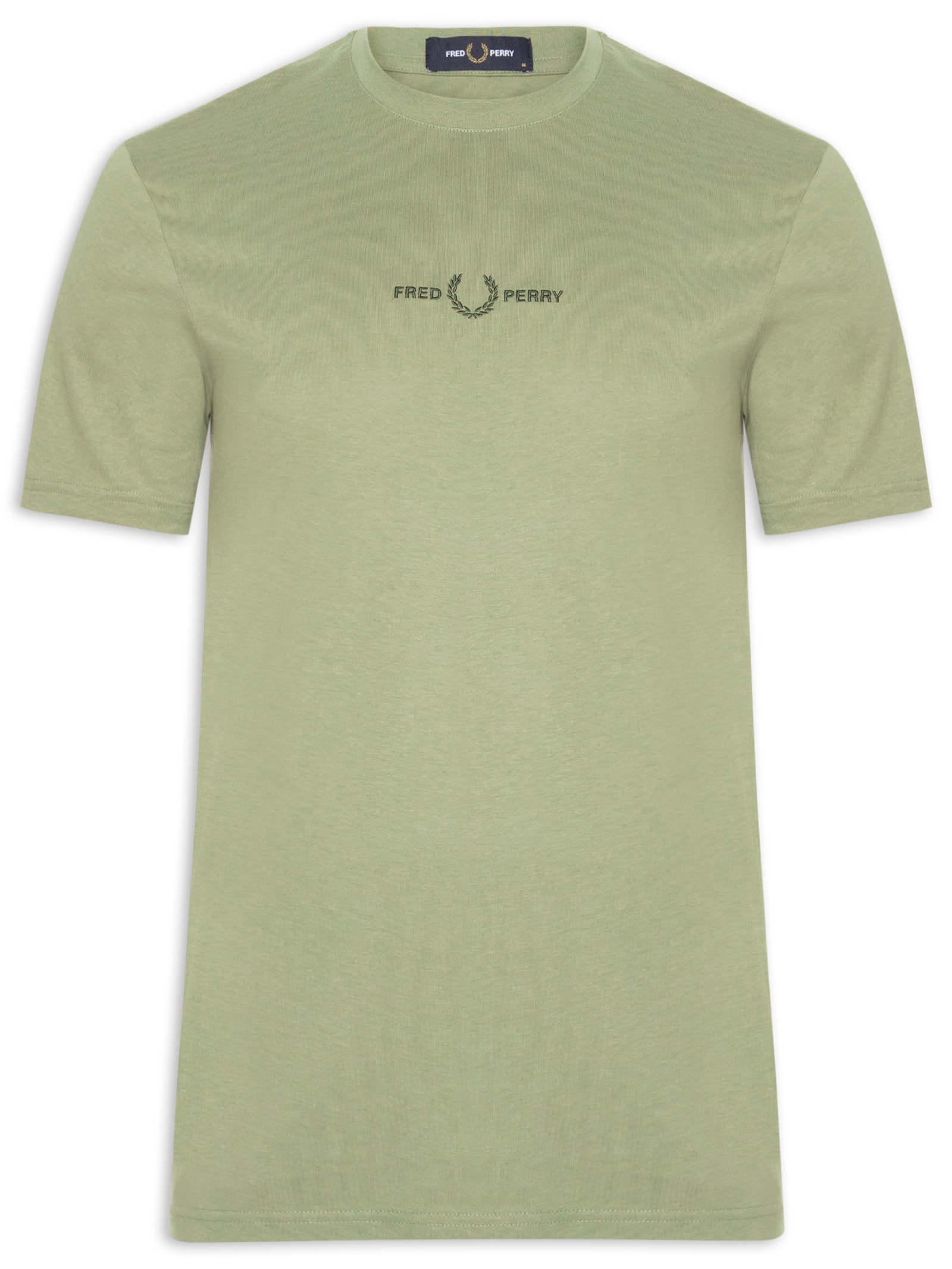 Camiseta Masculina Regular Fit Com Logo Bordado Verde Fred Perry