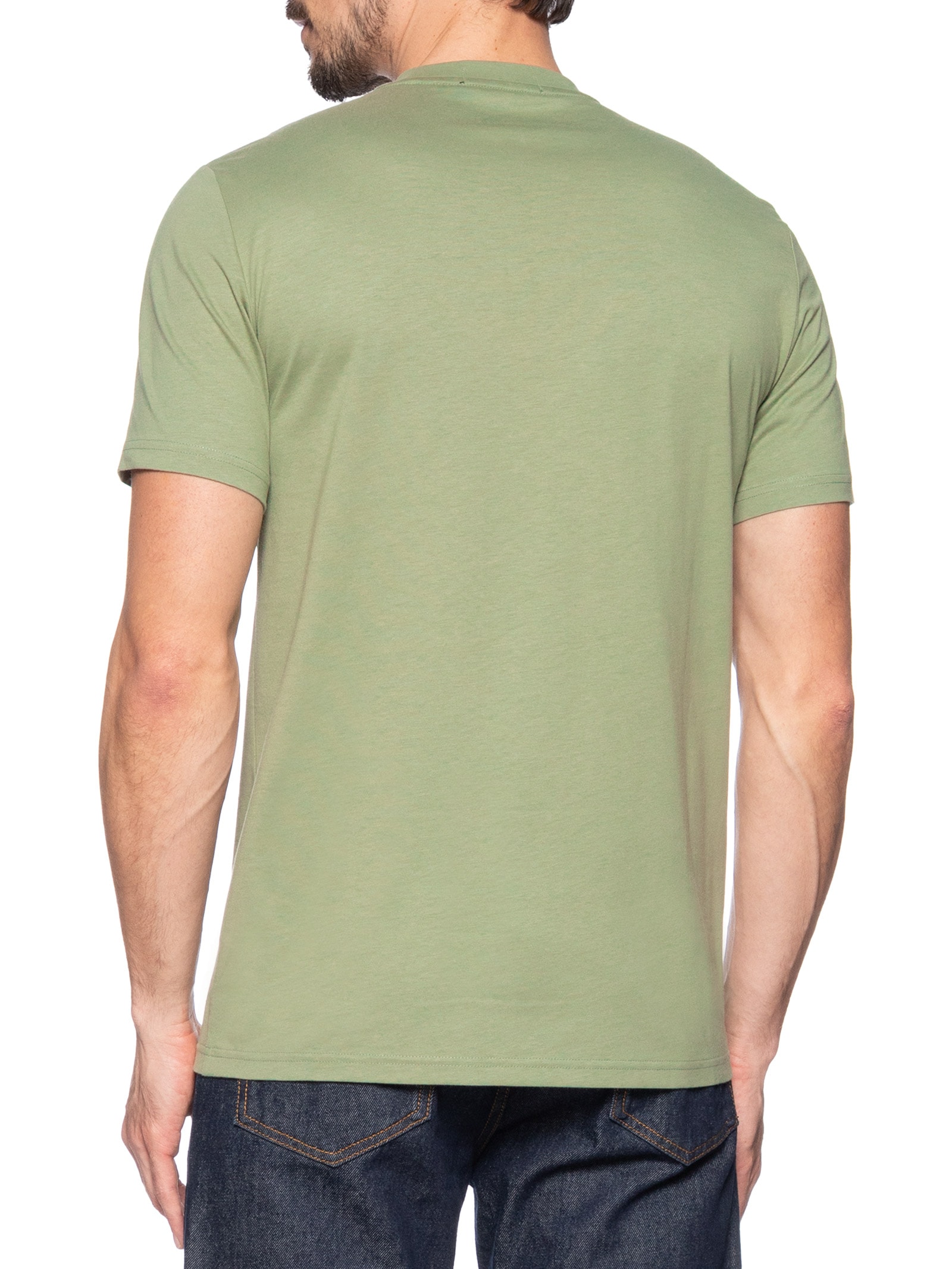 Camiseta Masculina Regular Fit Com Logo Bordado Verde Fred Perry