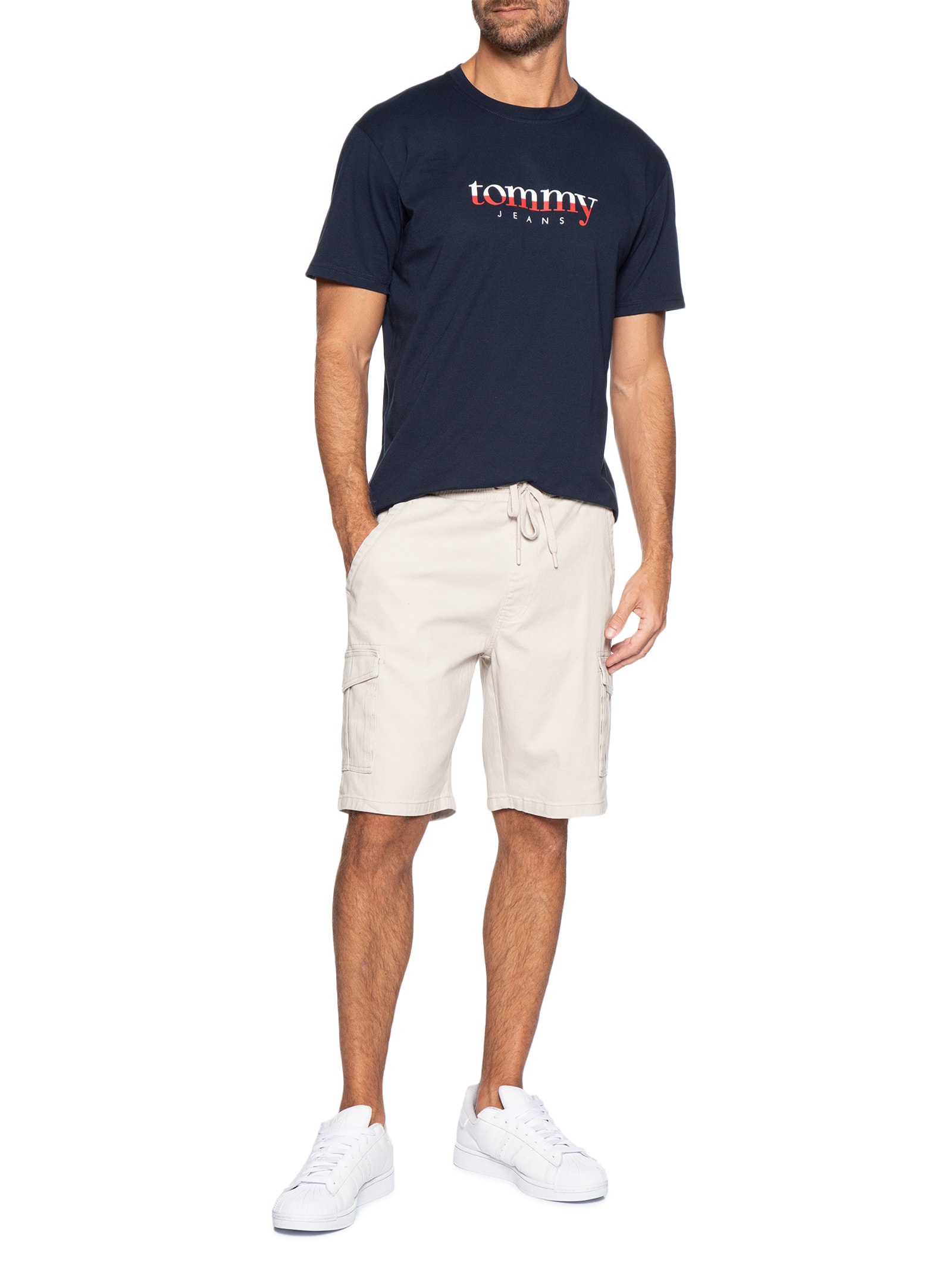 Camiseta Masculina Regular Fit Com Silk Azul Tommy Jeans