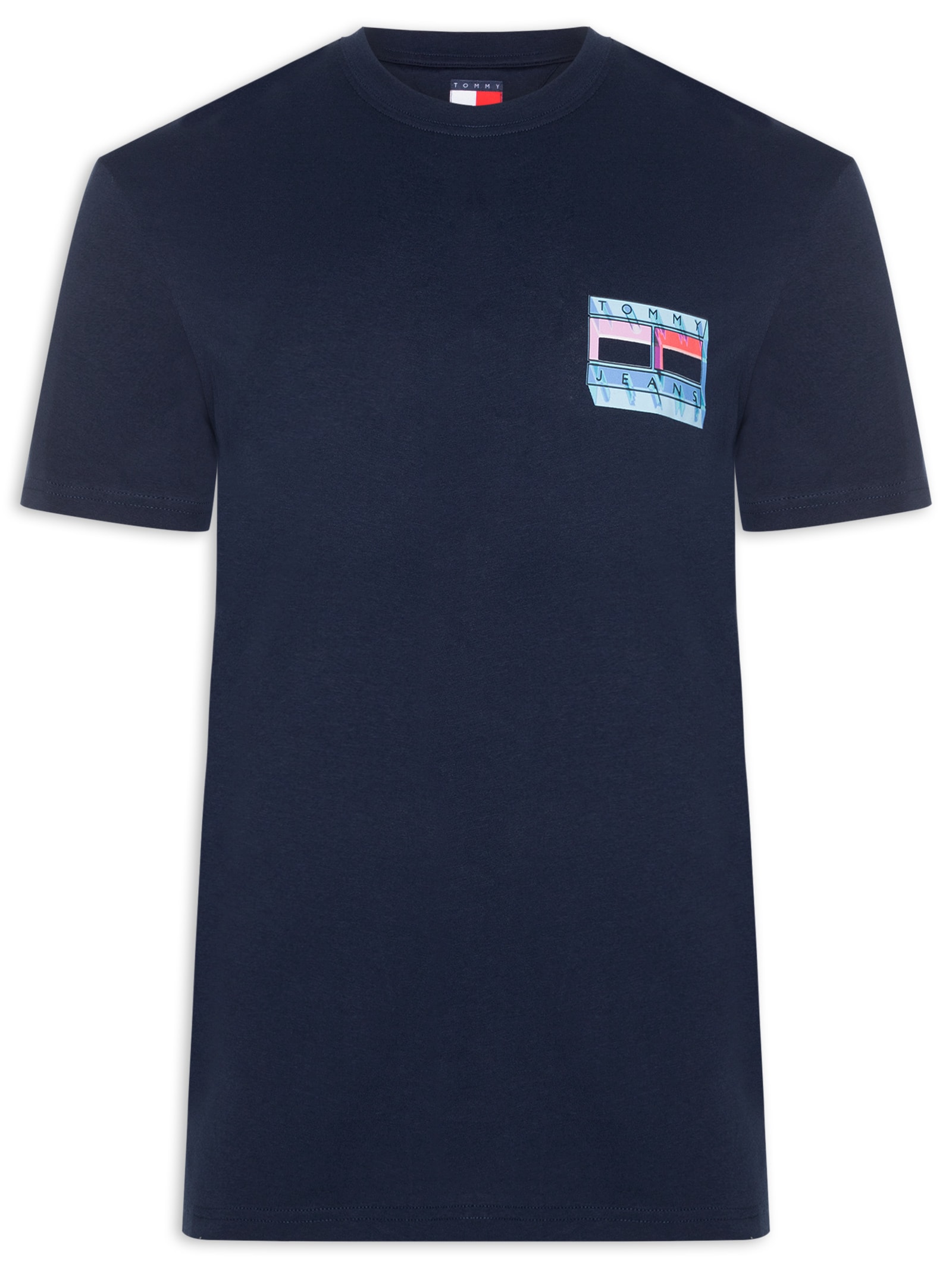 Camiseta Masculina Regular Fit Com Silk Azul Tommy Jeans