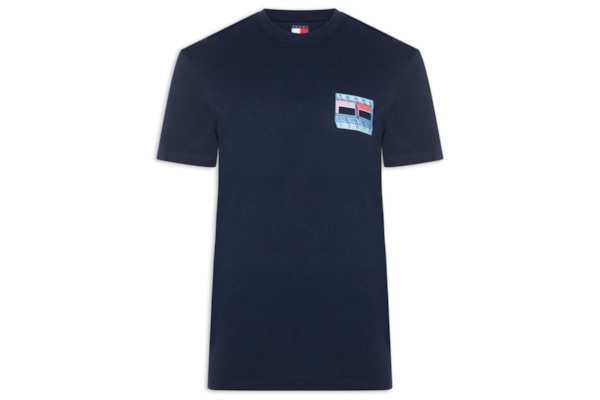 Camiseta Masculina Regular Fit Com Silk - Azul