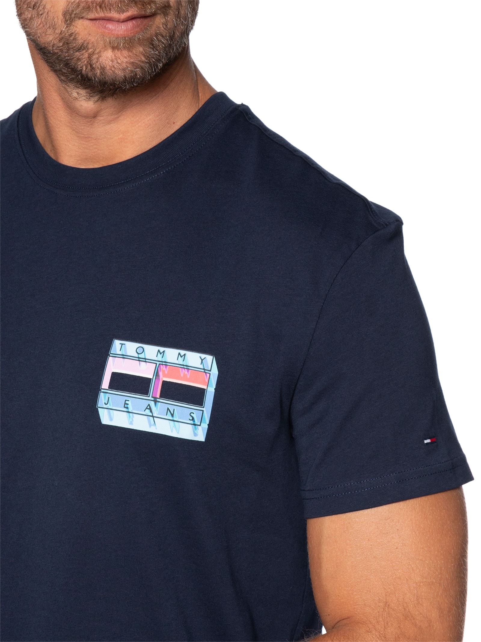Camiseta Masculina Regular Fit Com Silk Azul Tommy Jeans