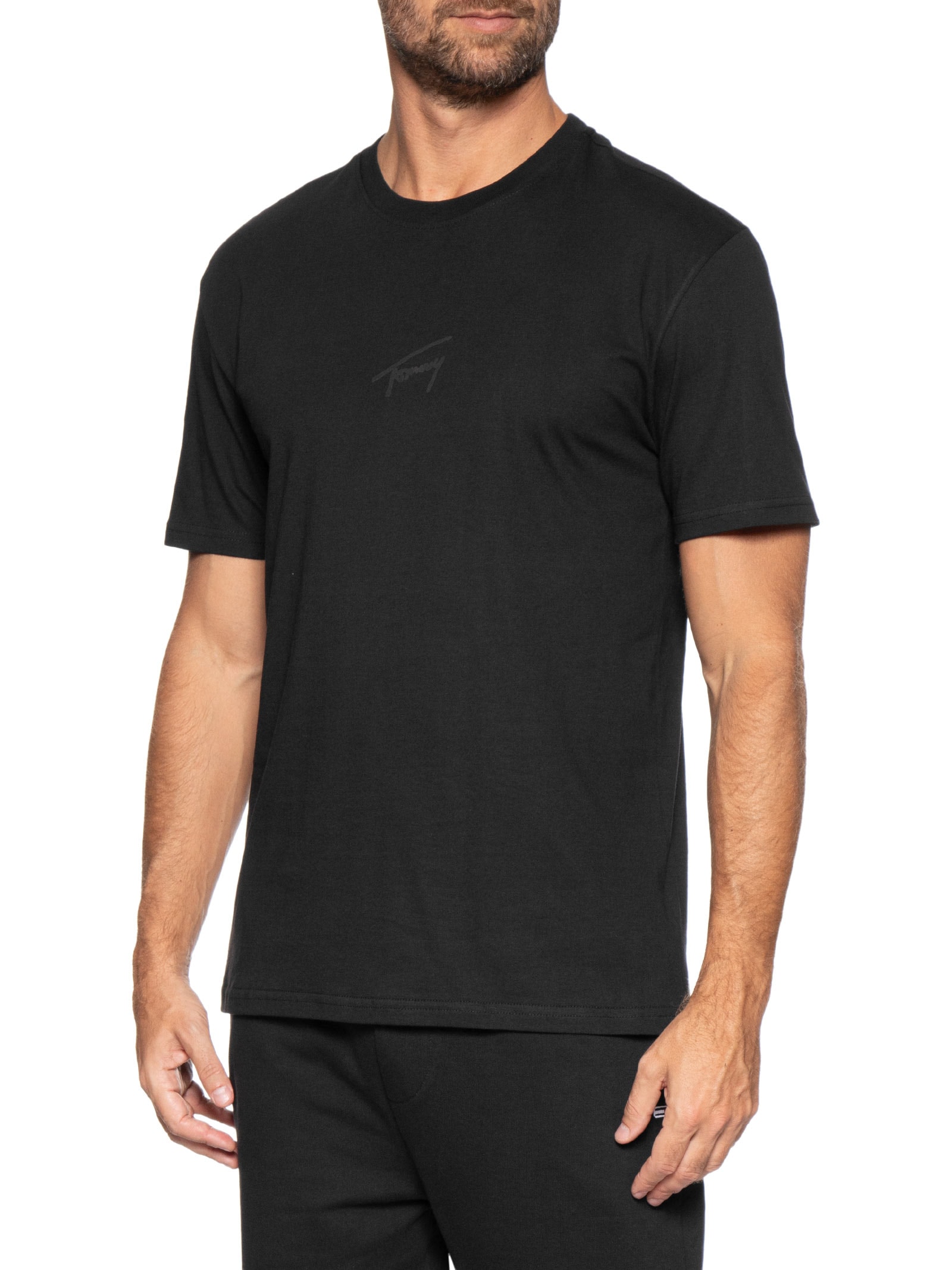 Camiseta Masculina Regular Fit com Silk Preto Tommy Jeans