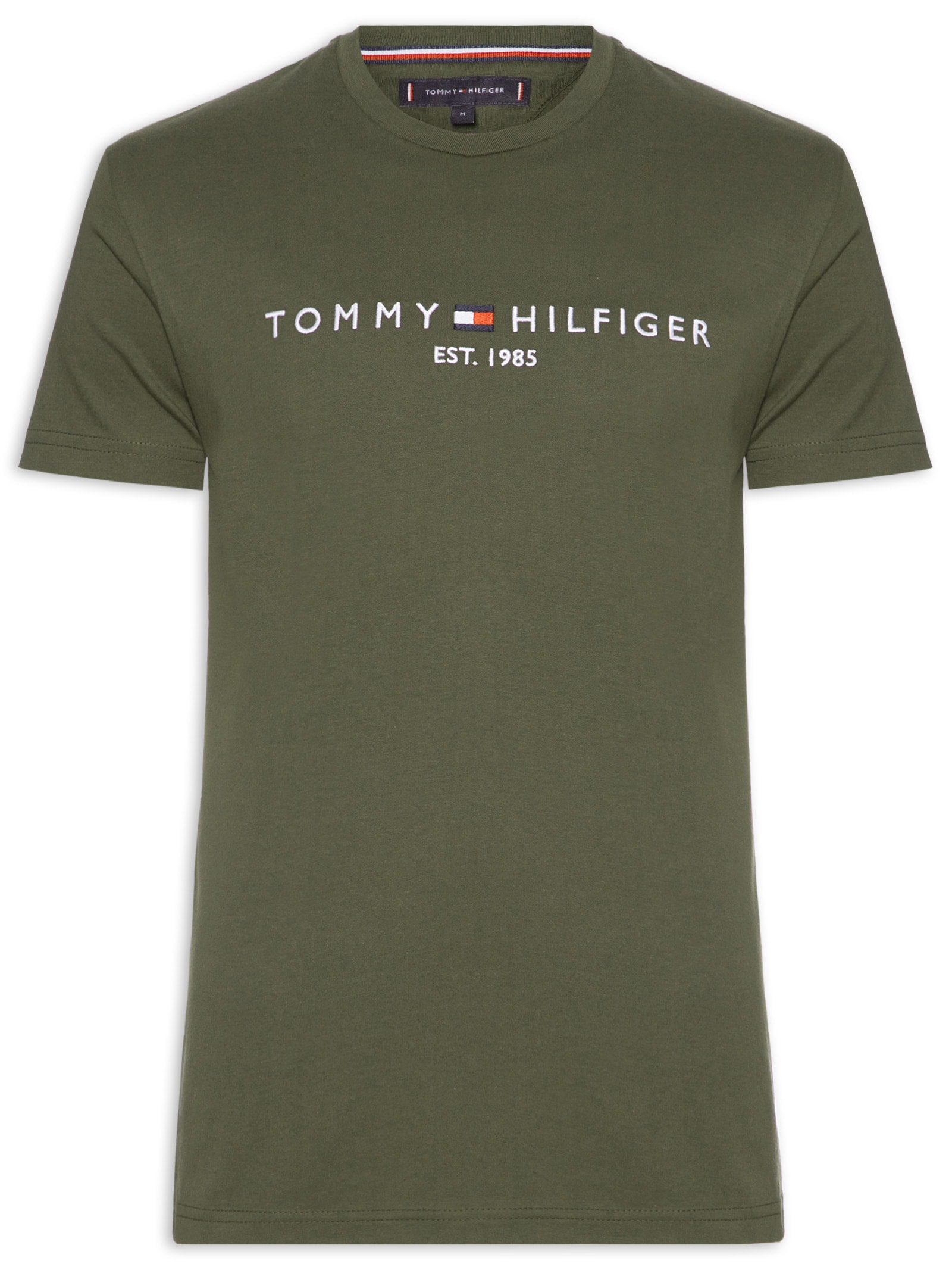 Camiseta Masculina Regular Fit Core Tommy Logo Verde Tommy Hilfiger