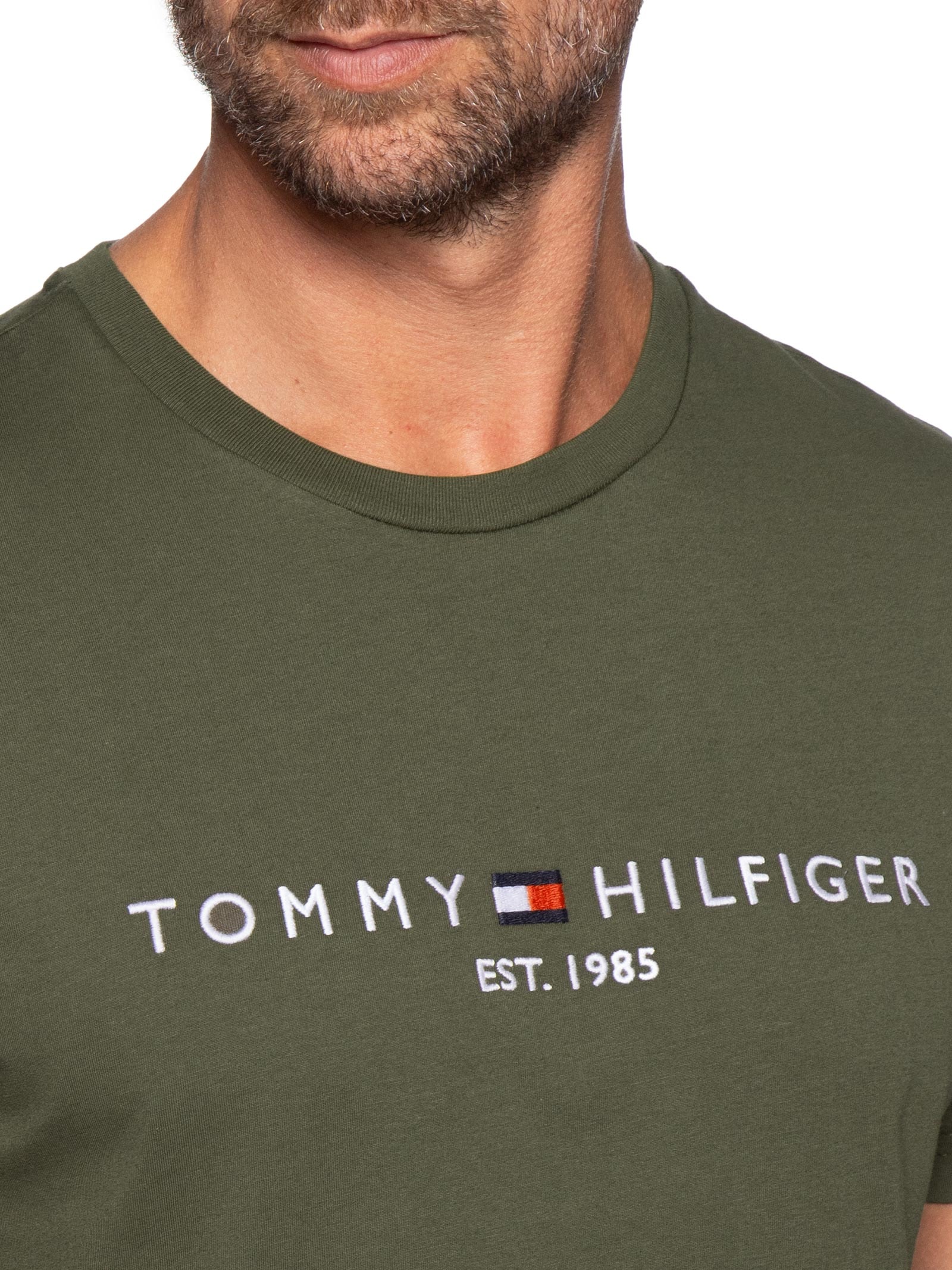 Camiseta Masculina Regular Fit Core Tommy Logo Verde Tommy Hilfiger