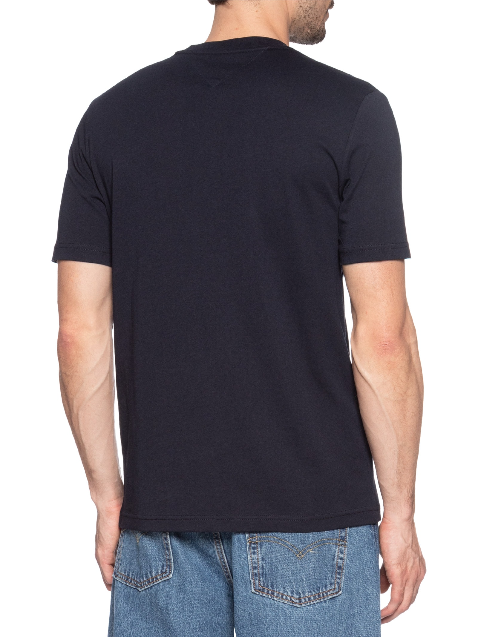 Camiseta Masculina Regular Fit Crest Em Algodão Azul Tommy Hilfiger