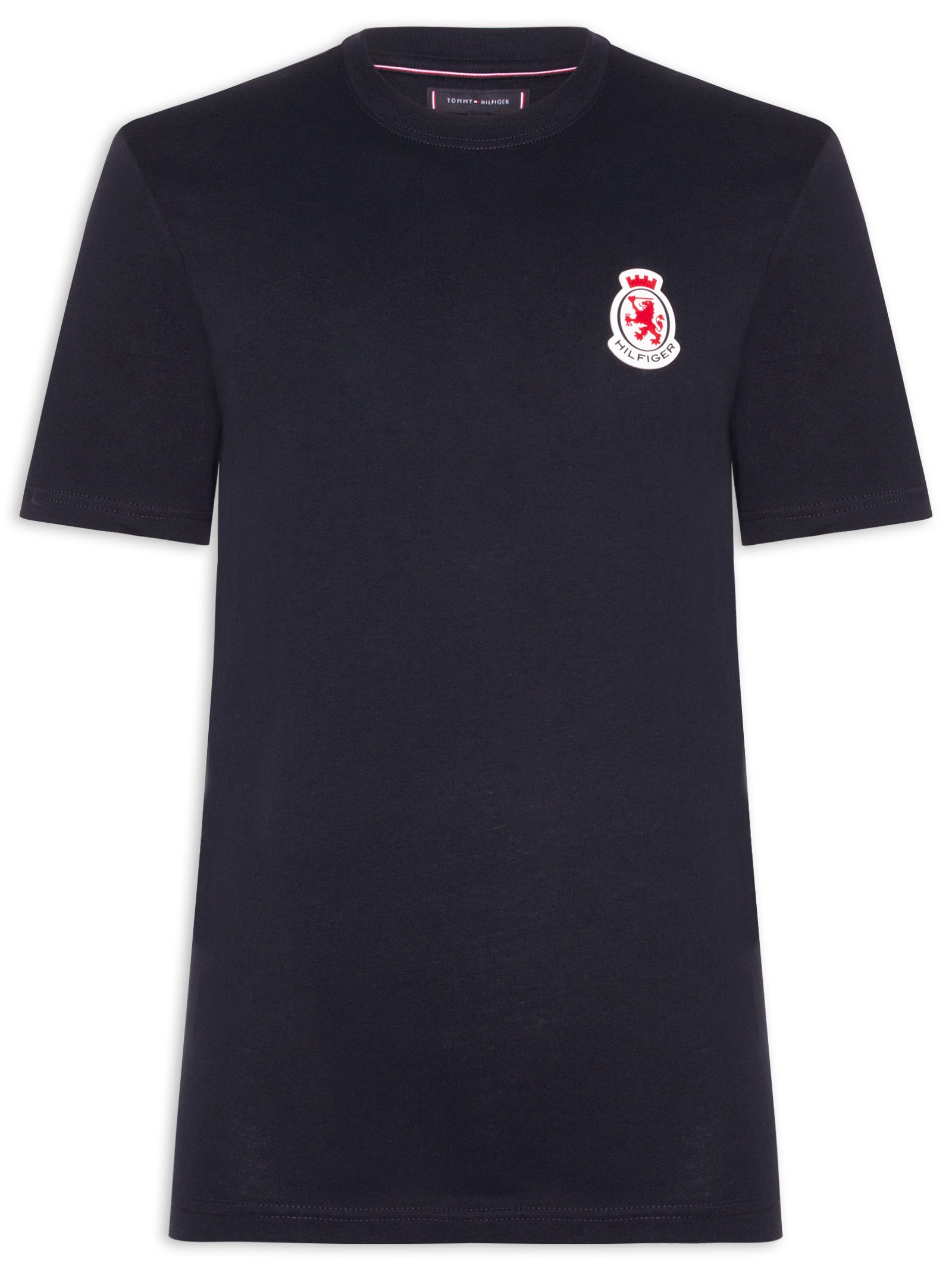 Camiseta Masculina Regular Fit Crest Em Algodão Azul Tommy Hilfiger