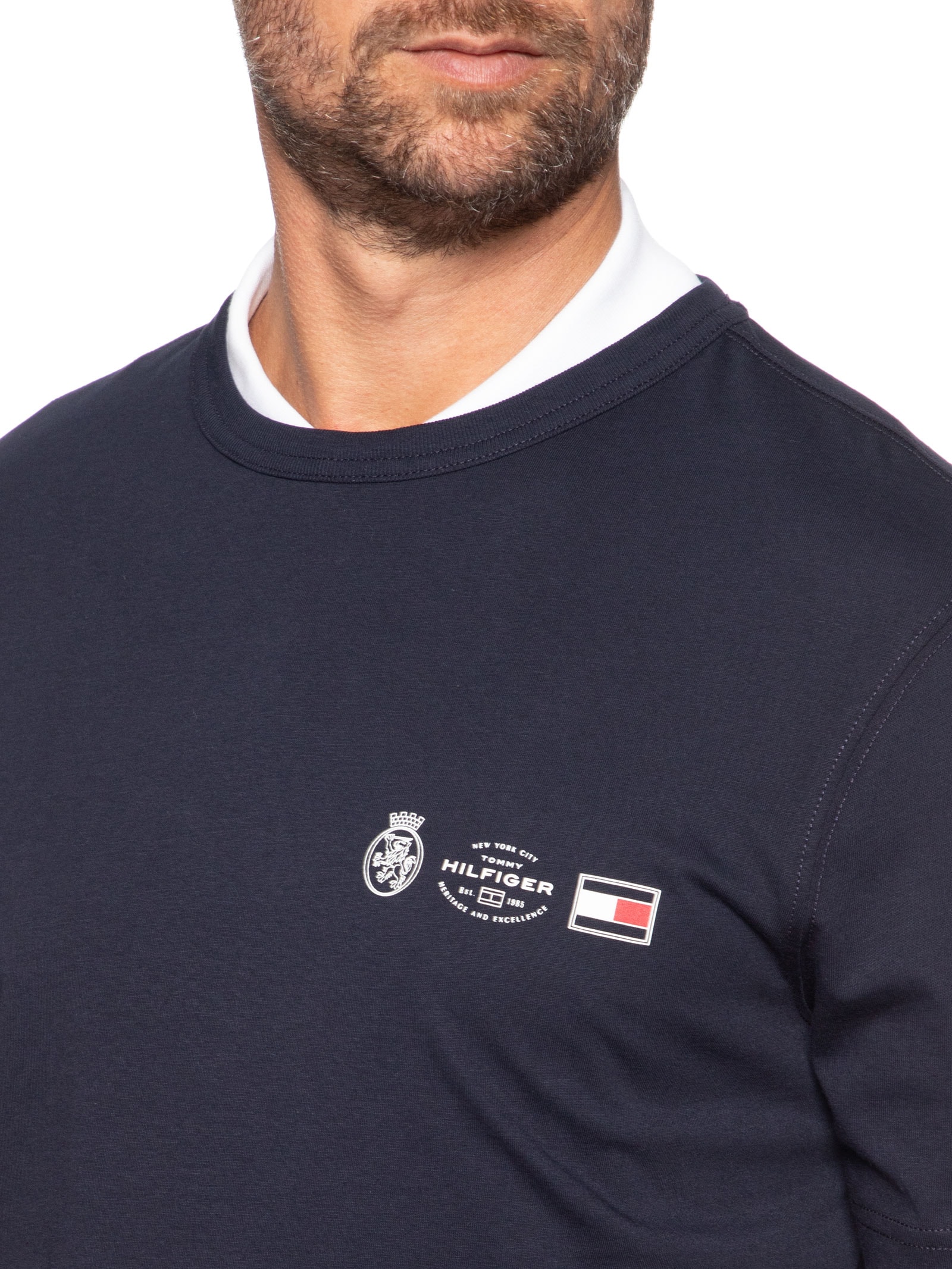 Camiseta Masculina Regular Fit Crest Out Azul Tommy Hilfiger