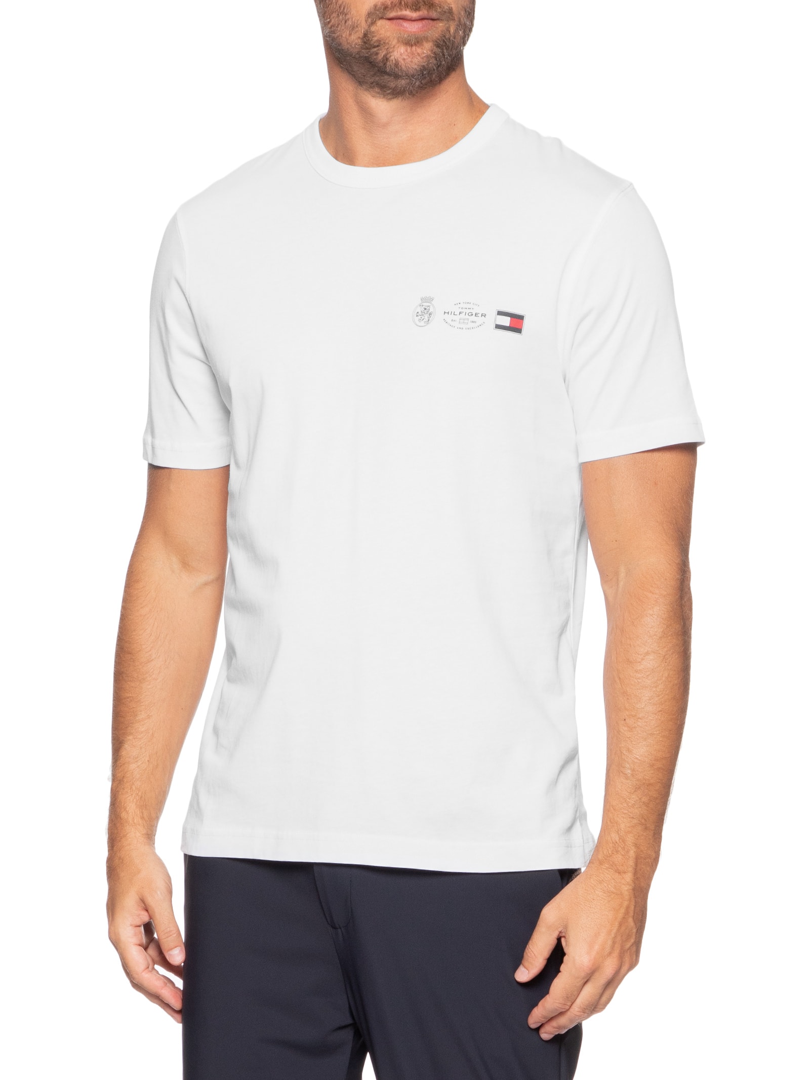 Camiseta Masculina Regular Fit Crest Out Branco Tommy Hilfiger