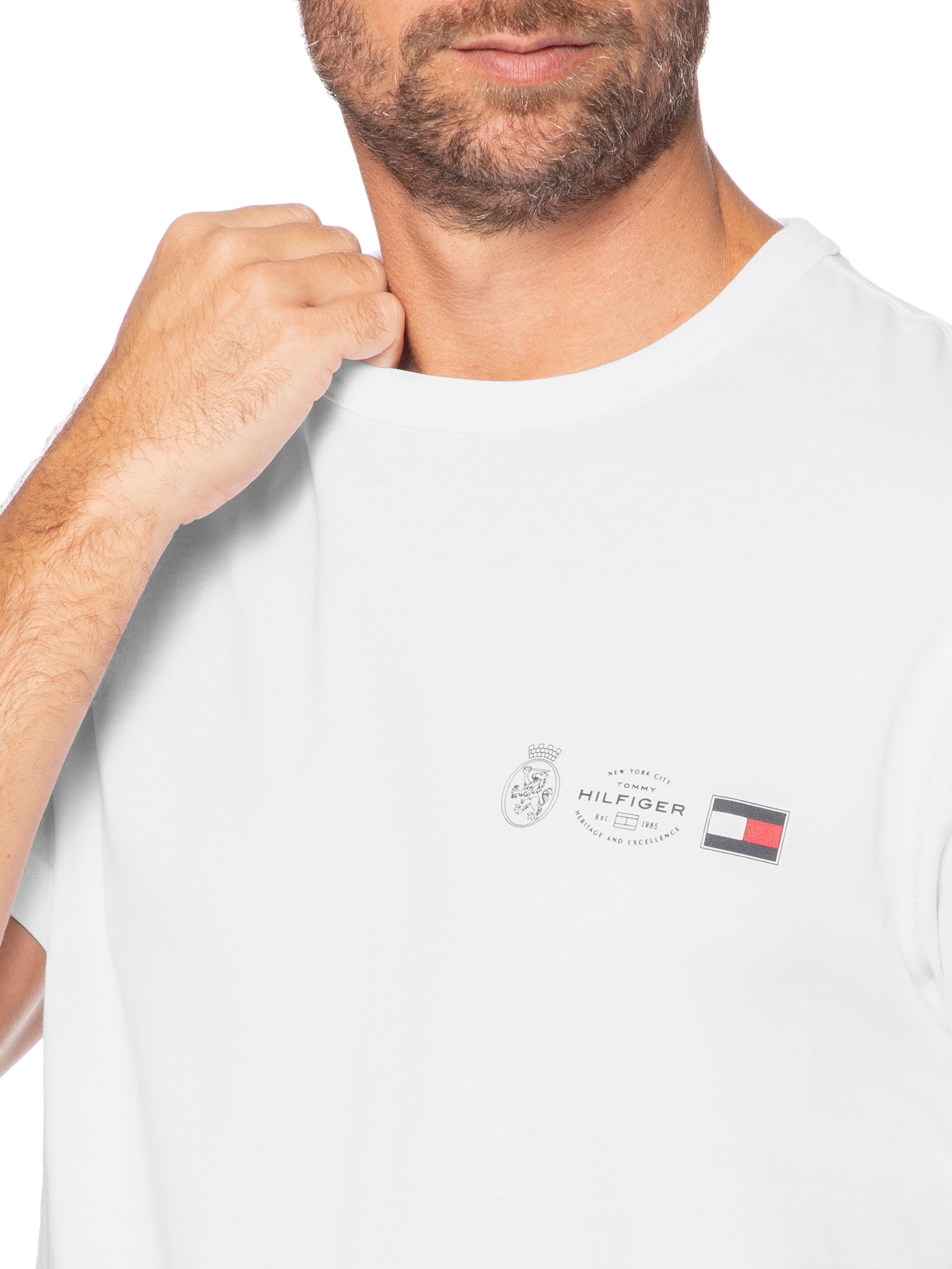 Camiseta Masculina Regular Fit Crest Out Branco Tommy Hilfiger