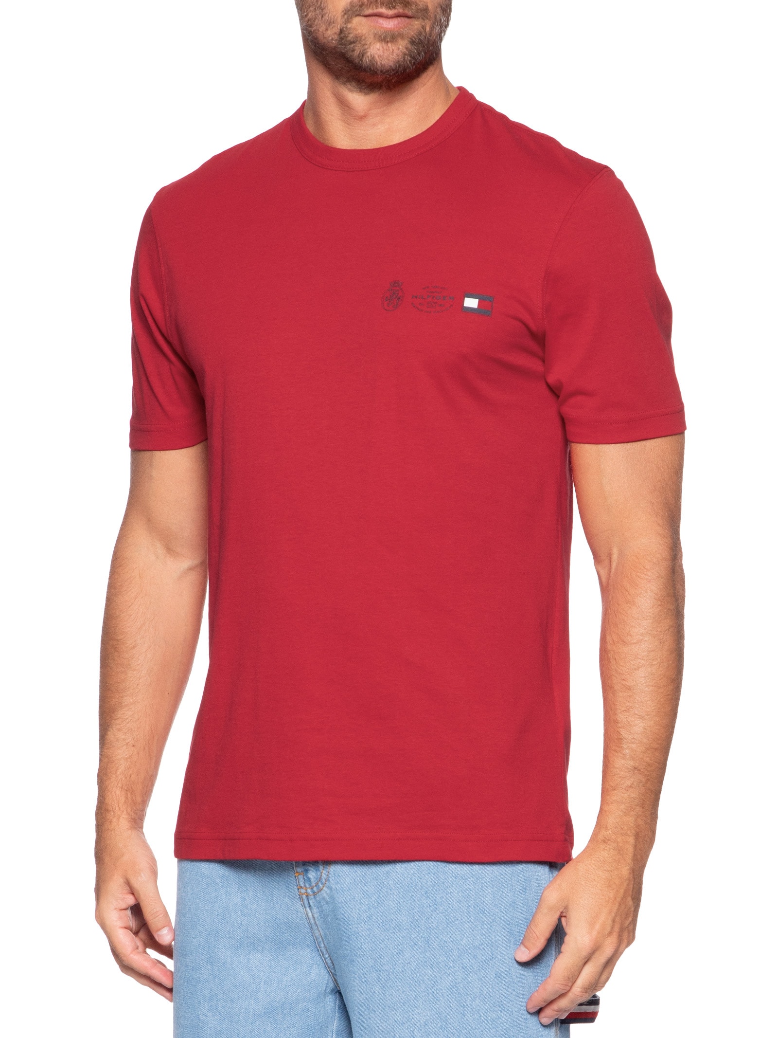 Camiseta Masculina Regular Fit Crest Out Vermelho Tommy Hilfiger